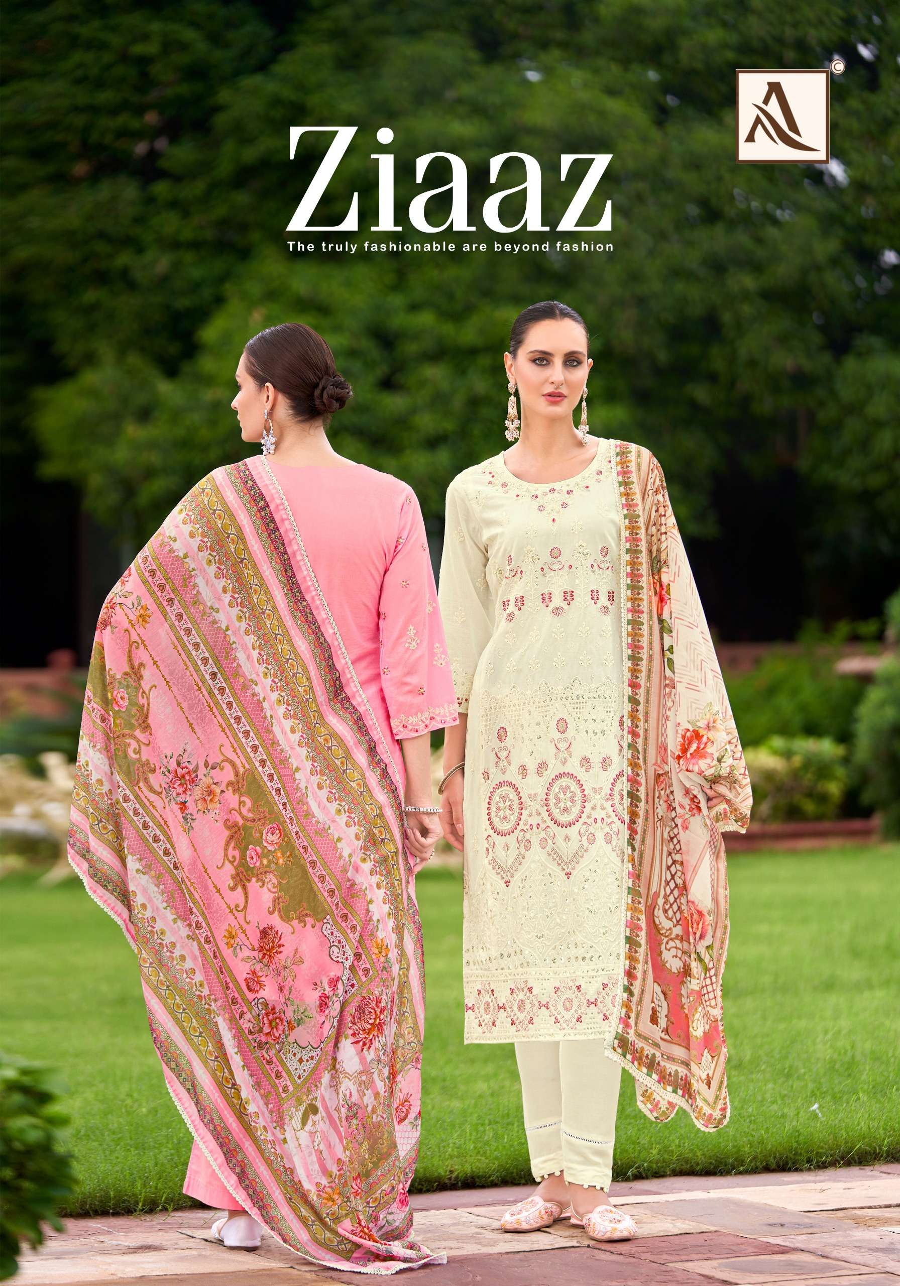 ZIAAZ BY ALOK SUITS 650-001 TO 650-008 SERIES CAMBRIC LAWN WORK PAKISTANI DRESSES