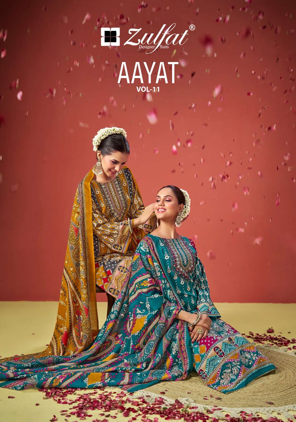 AAYAT VOL-11 BY ZULFAT 615-001 TO 615-006 SERIES VISCOSE RAYON WORK DRESSES