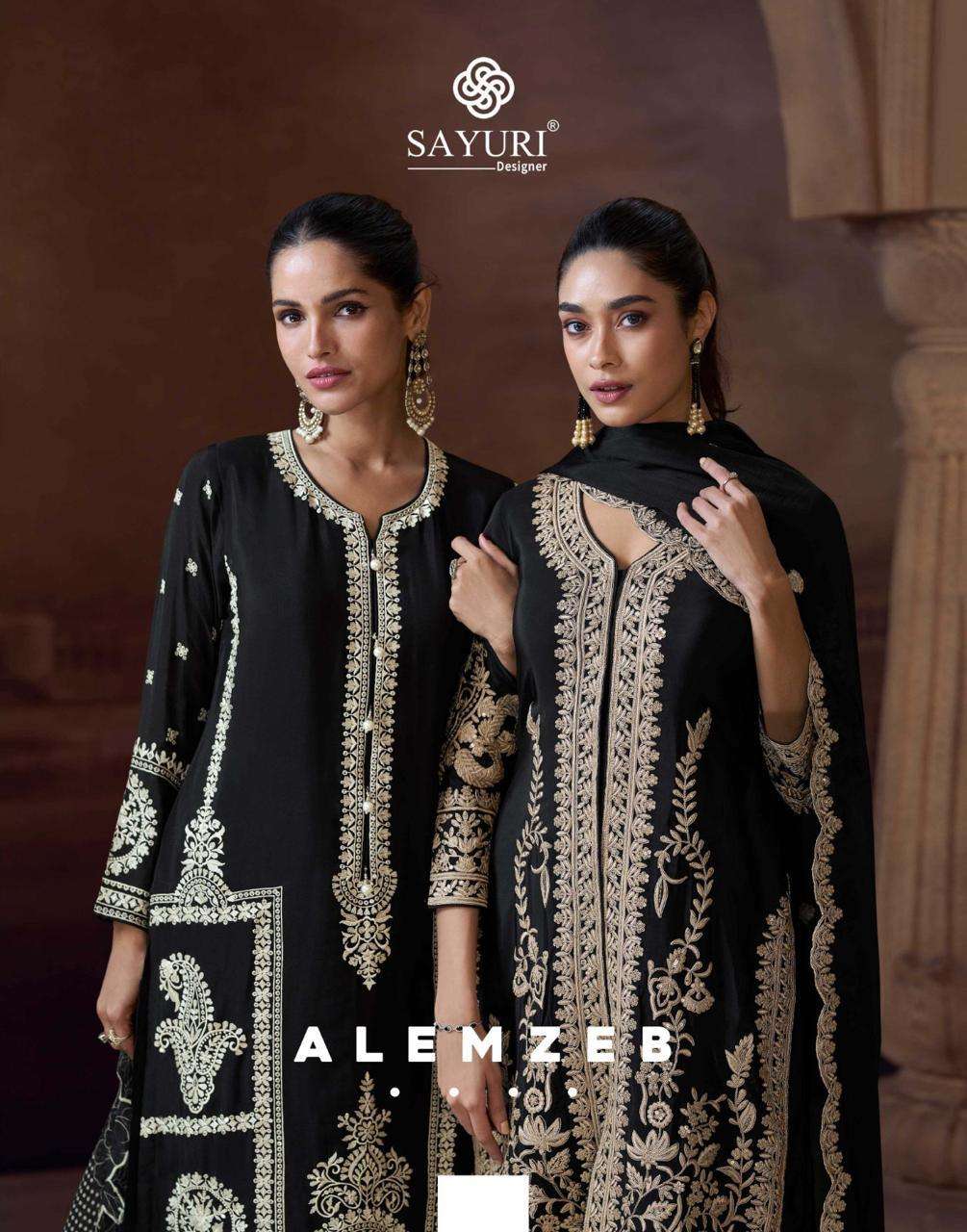 ALEMZEB BY SAYURI 5778 TO 5781 SERIES CHINON SILK WORK READYMADE DRESSES