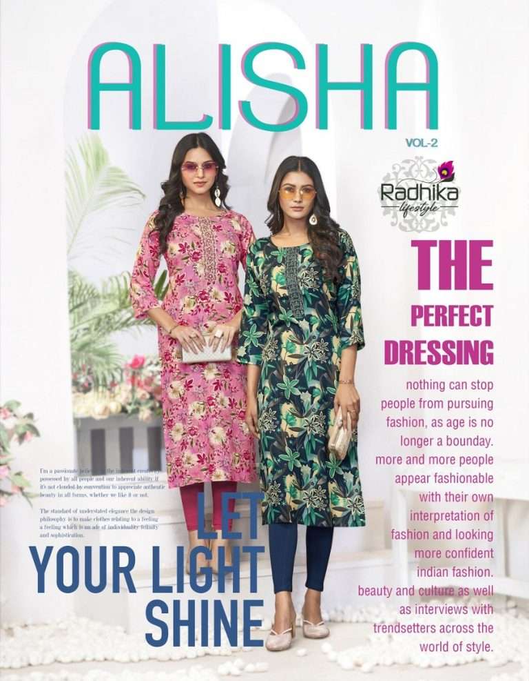 ALISHA VOL-2 BY RADHIKA LIFESTYLE 2001 TO 2007 SERIES RAYON WORK KURTIS