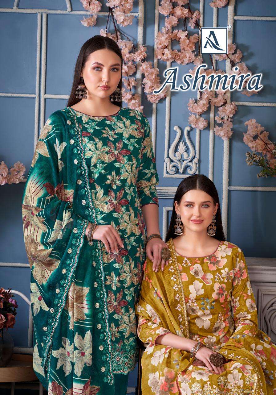 ASHMIRA BY ALOK SUIT 1737-001 TO 1737-006 SERIES CAMBRIC PRINT WORK DRESSES