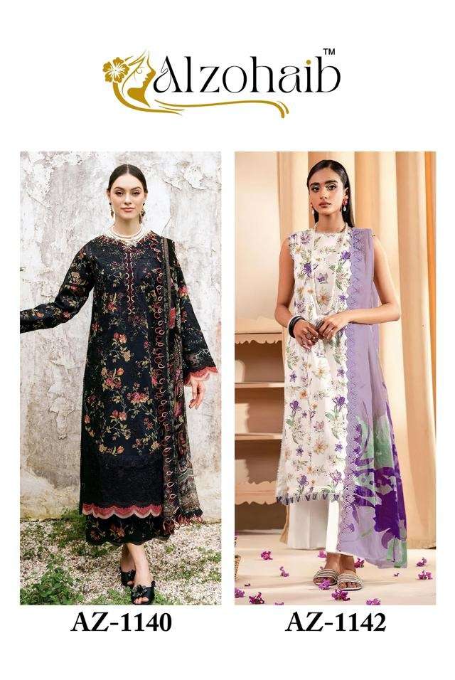 AZ-1140 & AZ-1142 HITS BY ALZOHAIB COTTON PRINT WORK PAKISTANI DRESSES