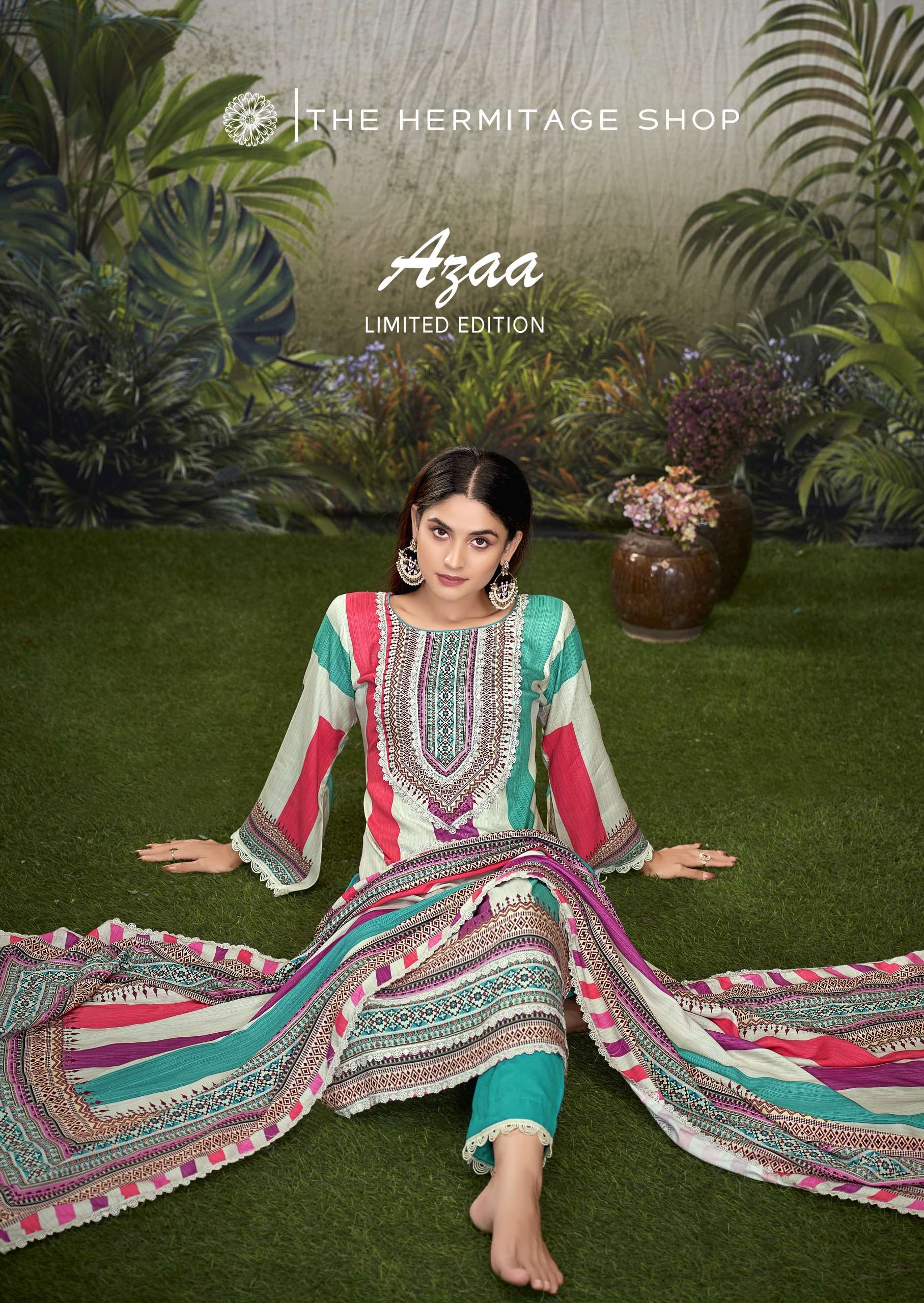 AZAA VOL-2 BY THE HERMITAGE SHOP VISCOSE COTTON PRINT WORK DRESSES