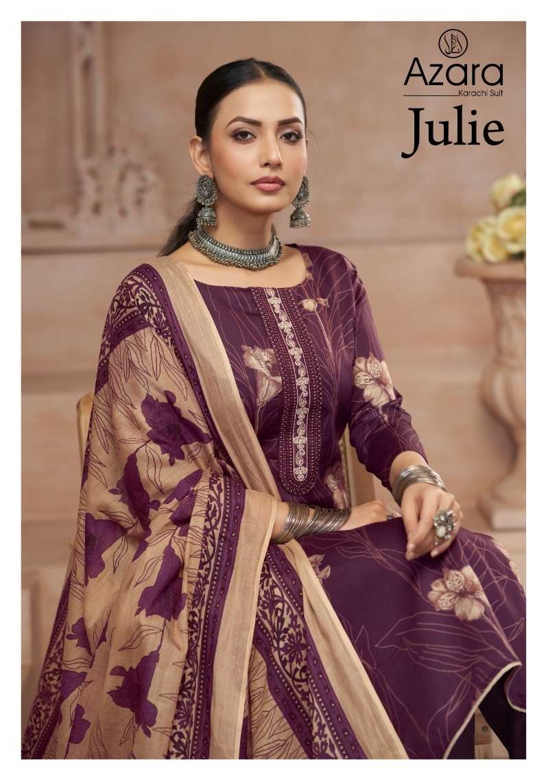 AZARA JULIE BY RADHIKA FASHION 42001 TO 42004 SERIES COTTON PRINT WORK DRESSES
