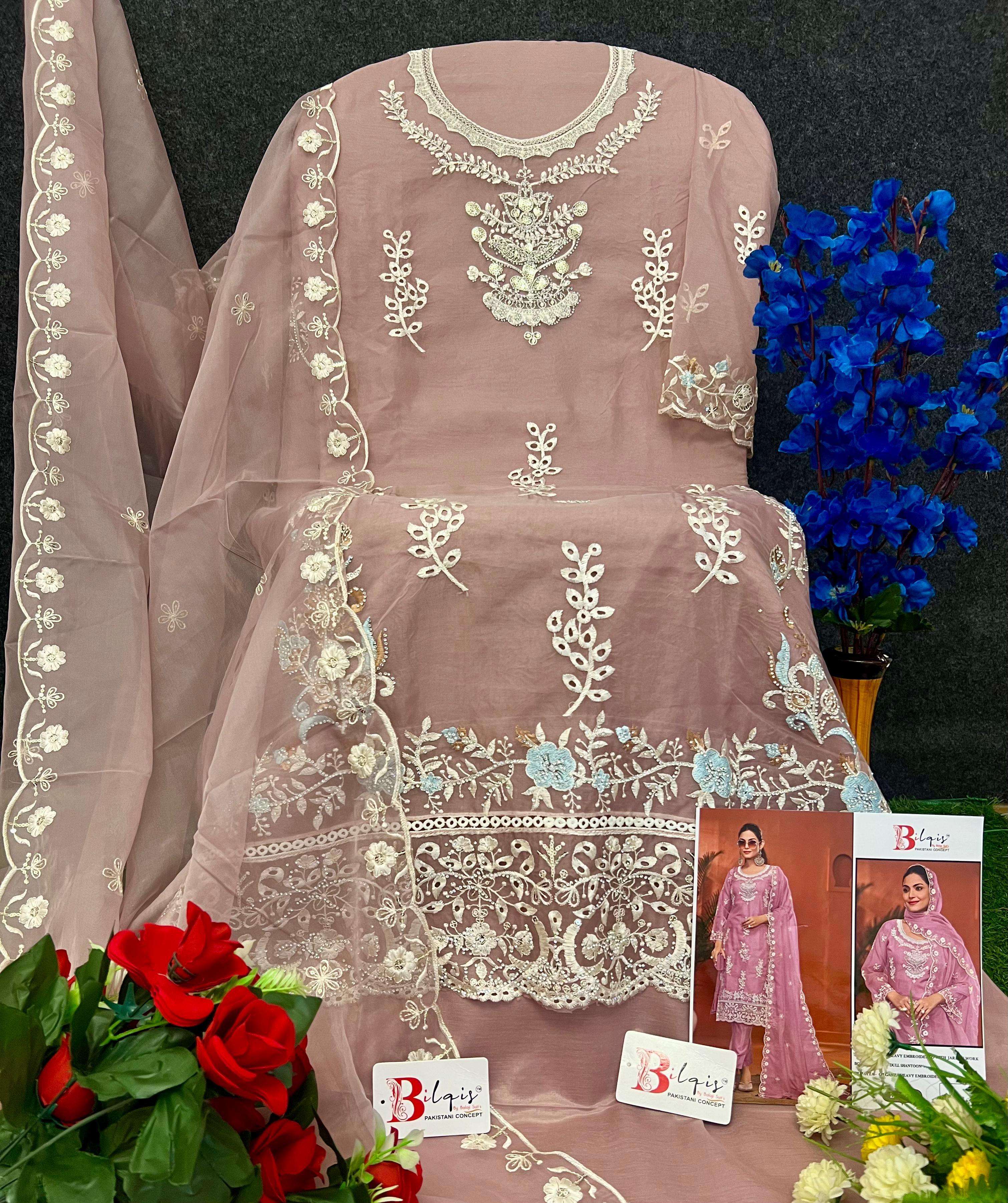 B-119 COLOURS BY BILQIS ORGANZA EMBROIDERY WORK PAKISTANI DRESSES