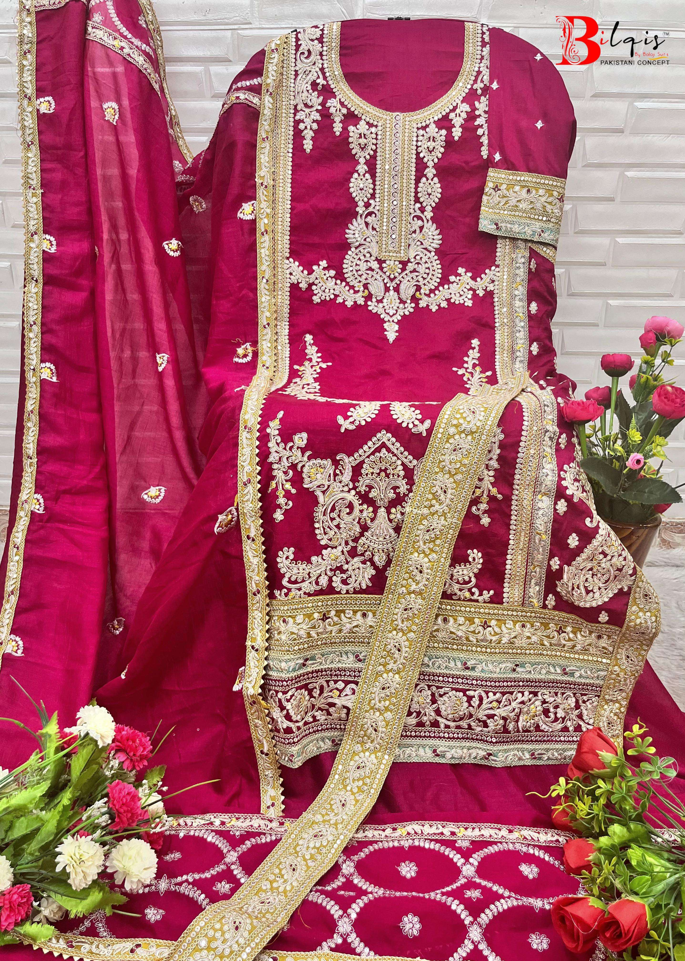 BILQIS 104 COLOURS BY BILQIS 104-A TO 104-C SERIES VICHITRA WORK DRESSES