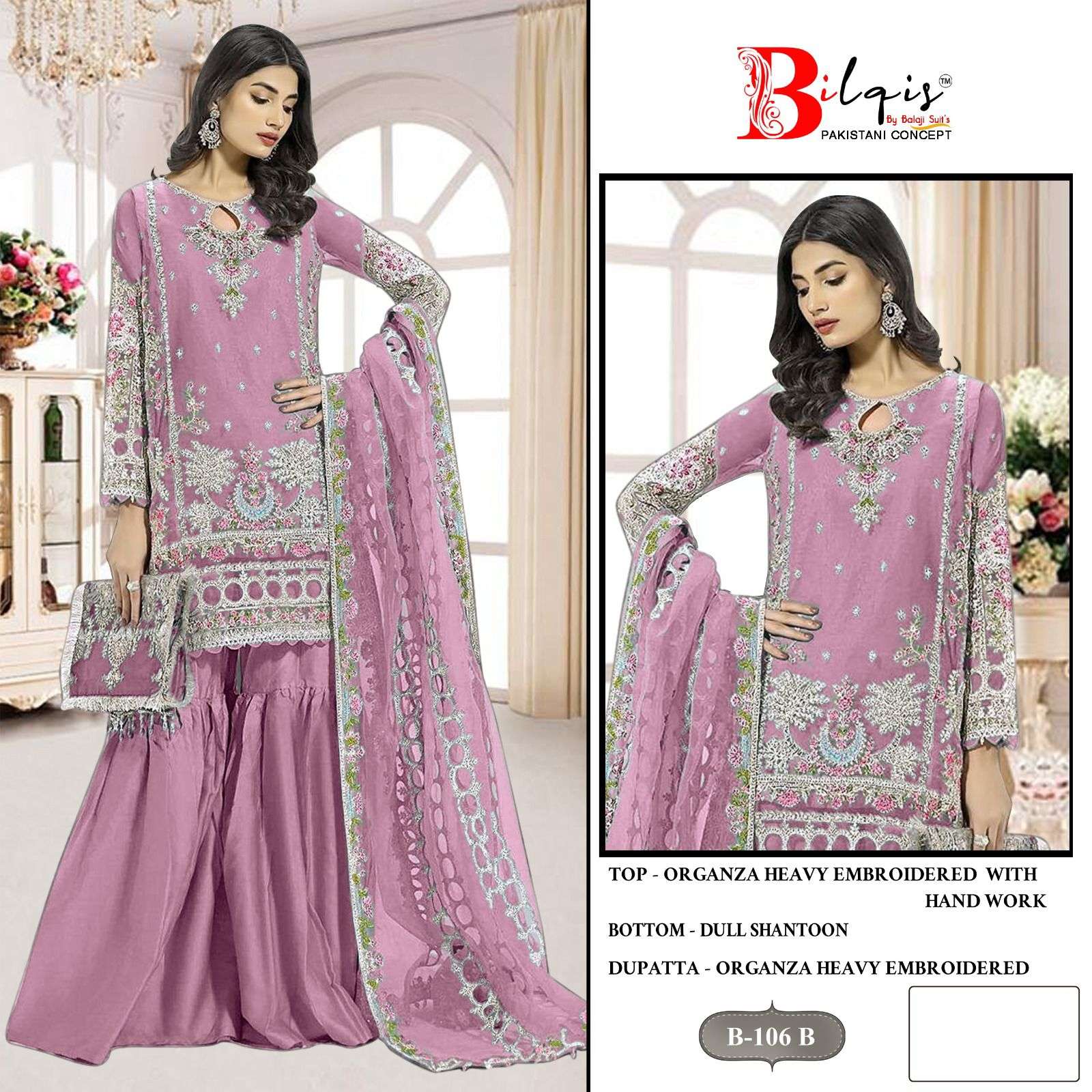 BILQIS 106-A TO 106-D SERIES BY BILQIS ORGANZA EMBROIDERY WORK DRESSES