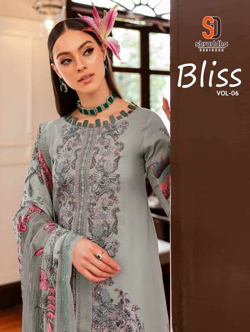 BLISS VOL-6 BY SHRADDHA DESIGNER 6001-A TO 6001-D SERIES COTTON WORK DRESSES