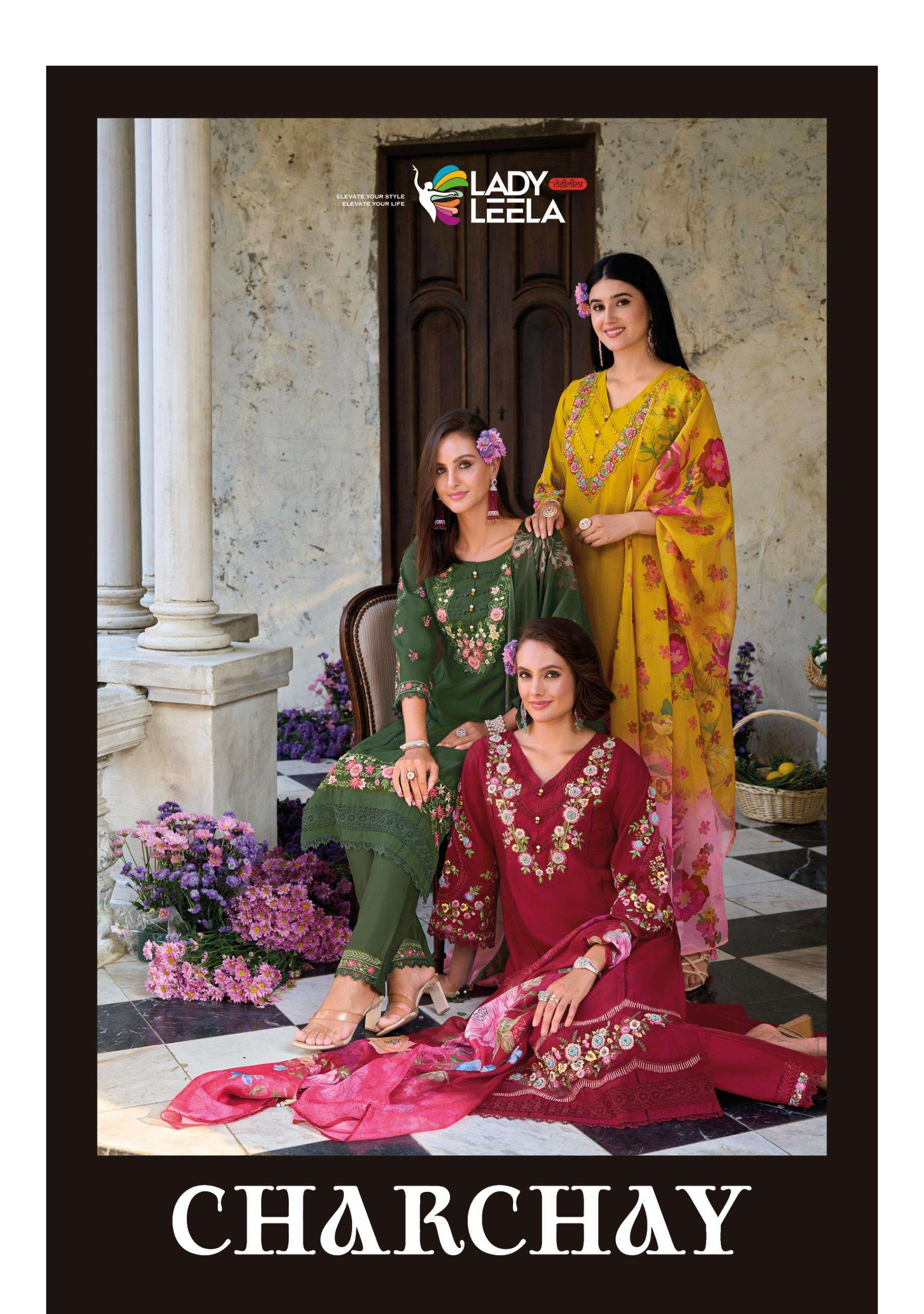 CHARCHAY BY LADY LEELA 31041 TO 31046 SERIES VISCOSE HANDWORK READYMADE DRESSES