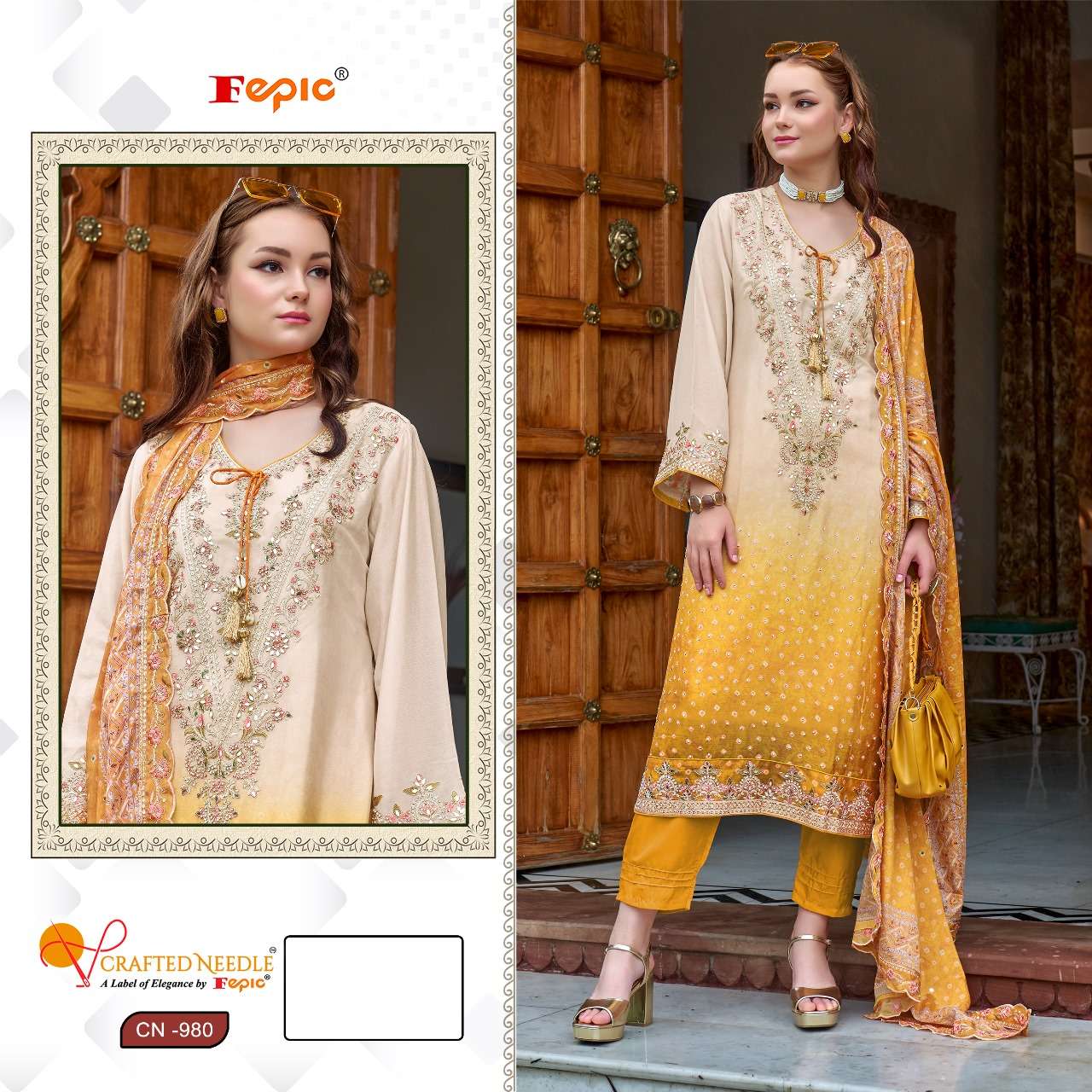CN-980 COLOURS BY FEPIC 980-A TO 980-C SERIES CHINON WORK PAKISTANI DRESSES