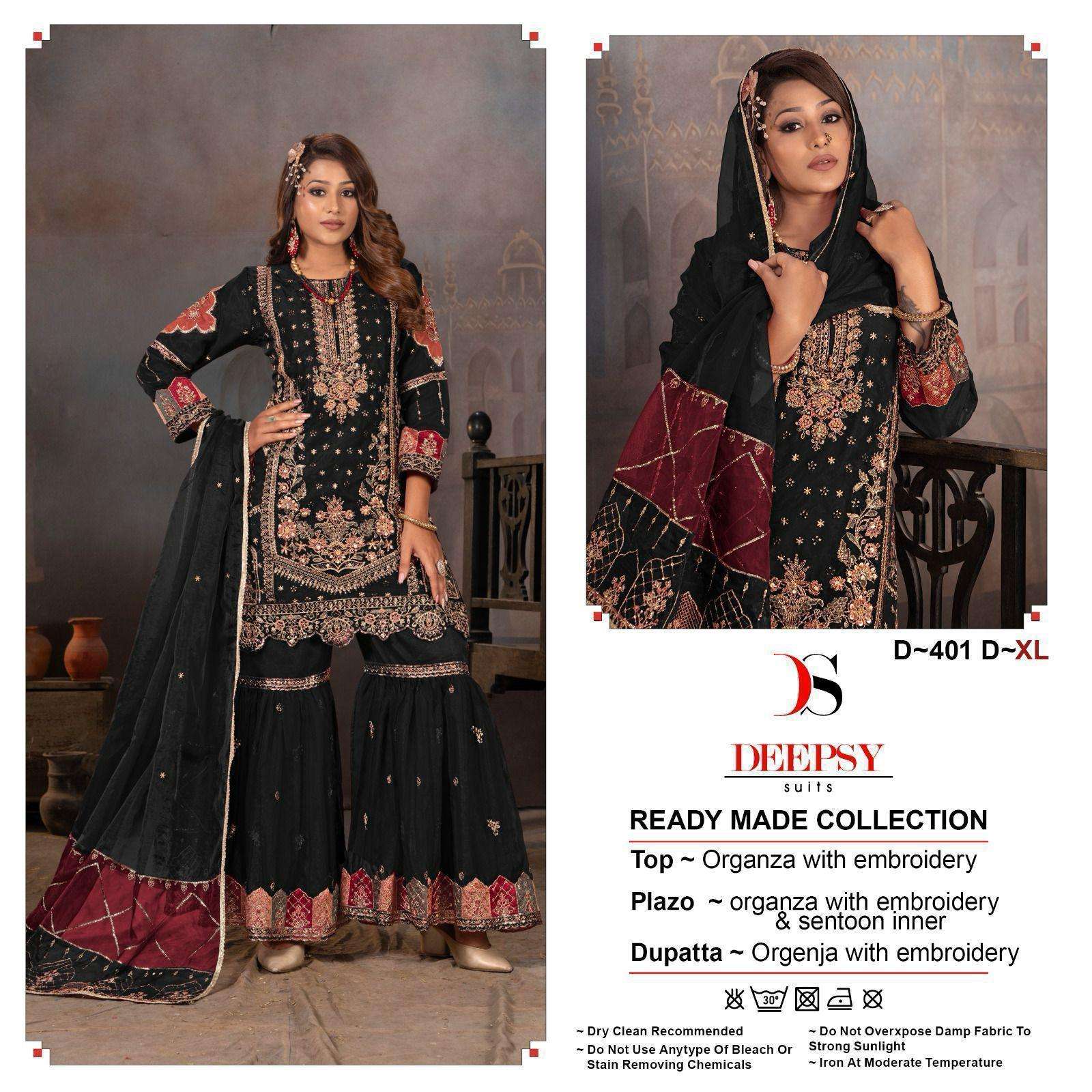 D-401 COLOURS BY DEEPSY SUITS 401-A TO 401-D SERIES ORGANZA READYMADE DRESSES