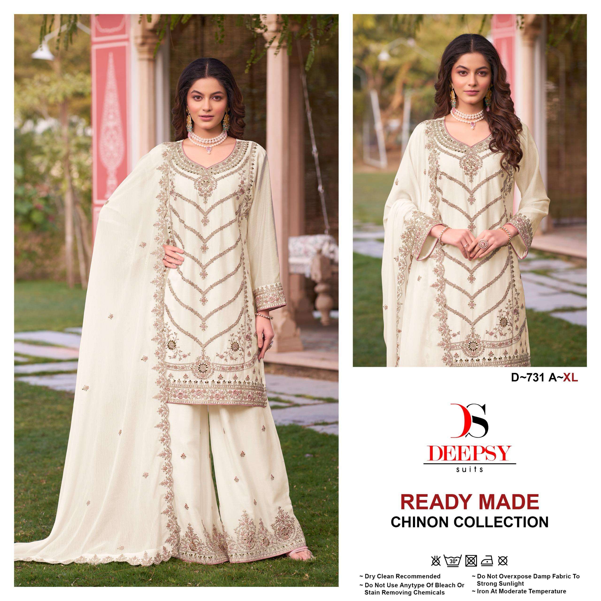 D-731 COLOURS BY DEEPSY SUITS 731-A TO 731-D SERIES CHINON WORK READYMADE DRESSES
