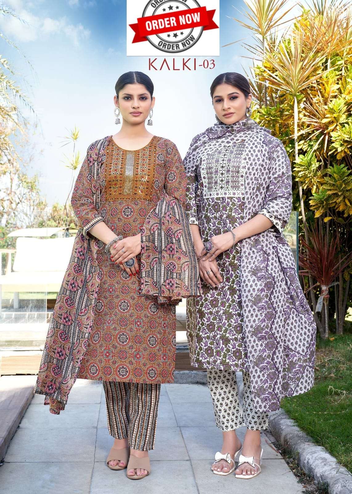 FT KALKI VOL-3 BY AQSAWHOLESALE COTTON EMBROIDERY WORK READYMADE DRESSES
