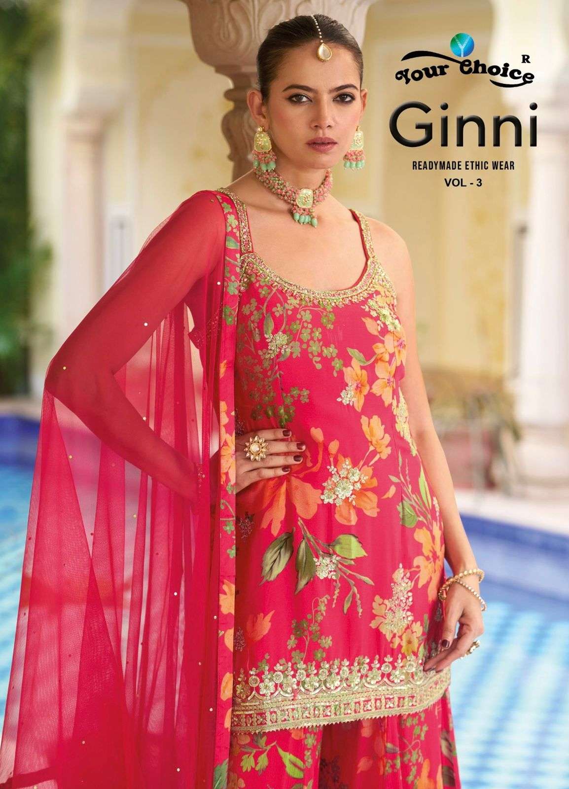 GINNI VOL-3 BY YOUR CHOICE 3001 TO 3004 SERIES CHINON WORK READYMADE DRESSES