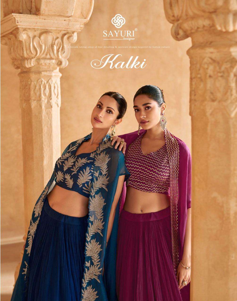 KALKI BY SAYURI 5726 TO 5728 SERIES CHINON SILK HANDWORK READYMADE LEHENGAS