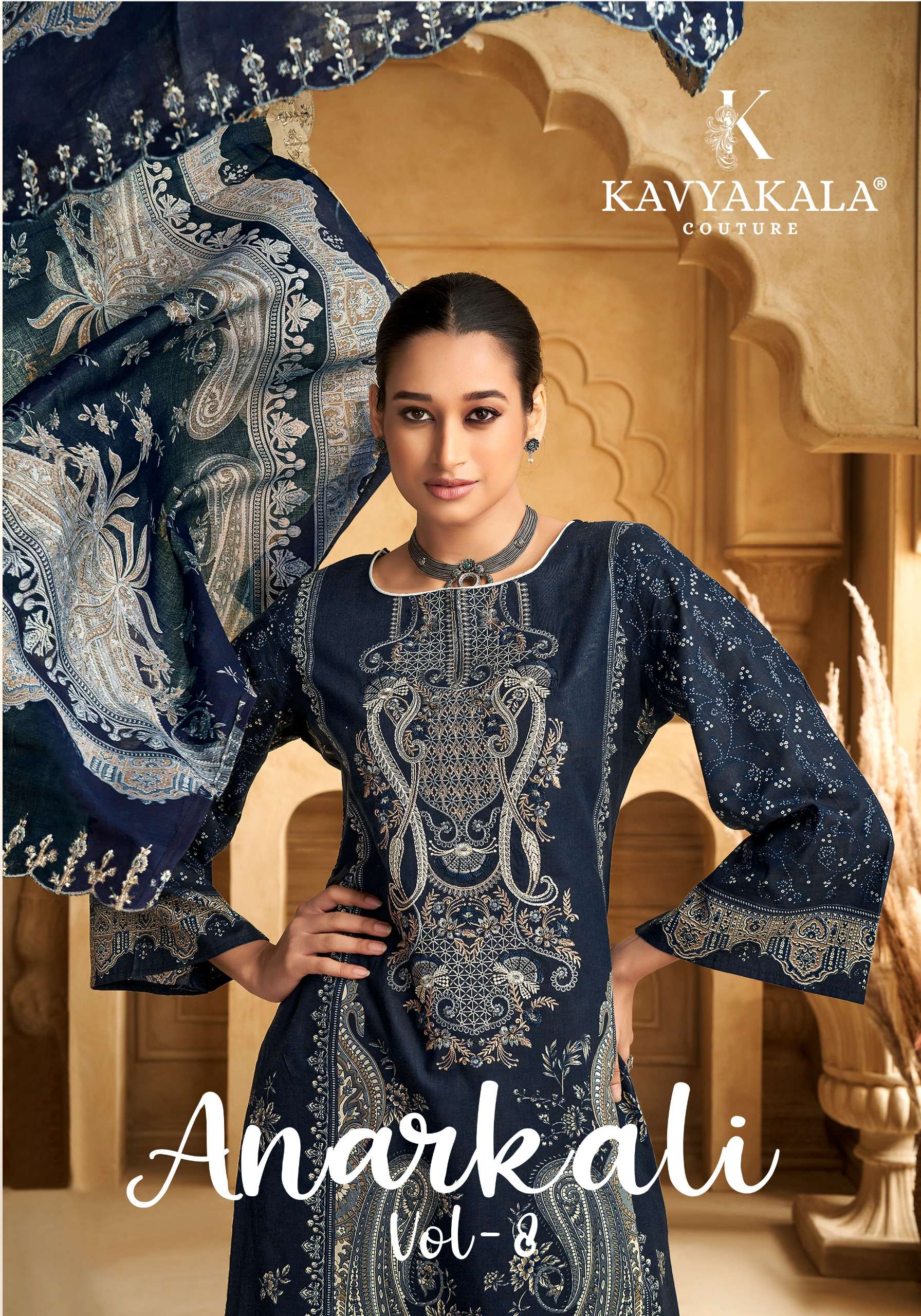 KAVYAKALA COUTURE ANARKALI VOL-8 8001 TO 8007 SERIES CAMBRIC WORK DRESSES