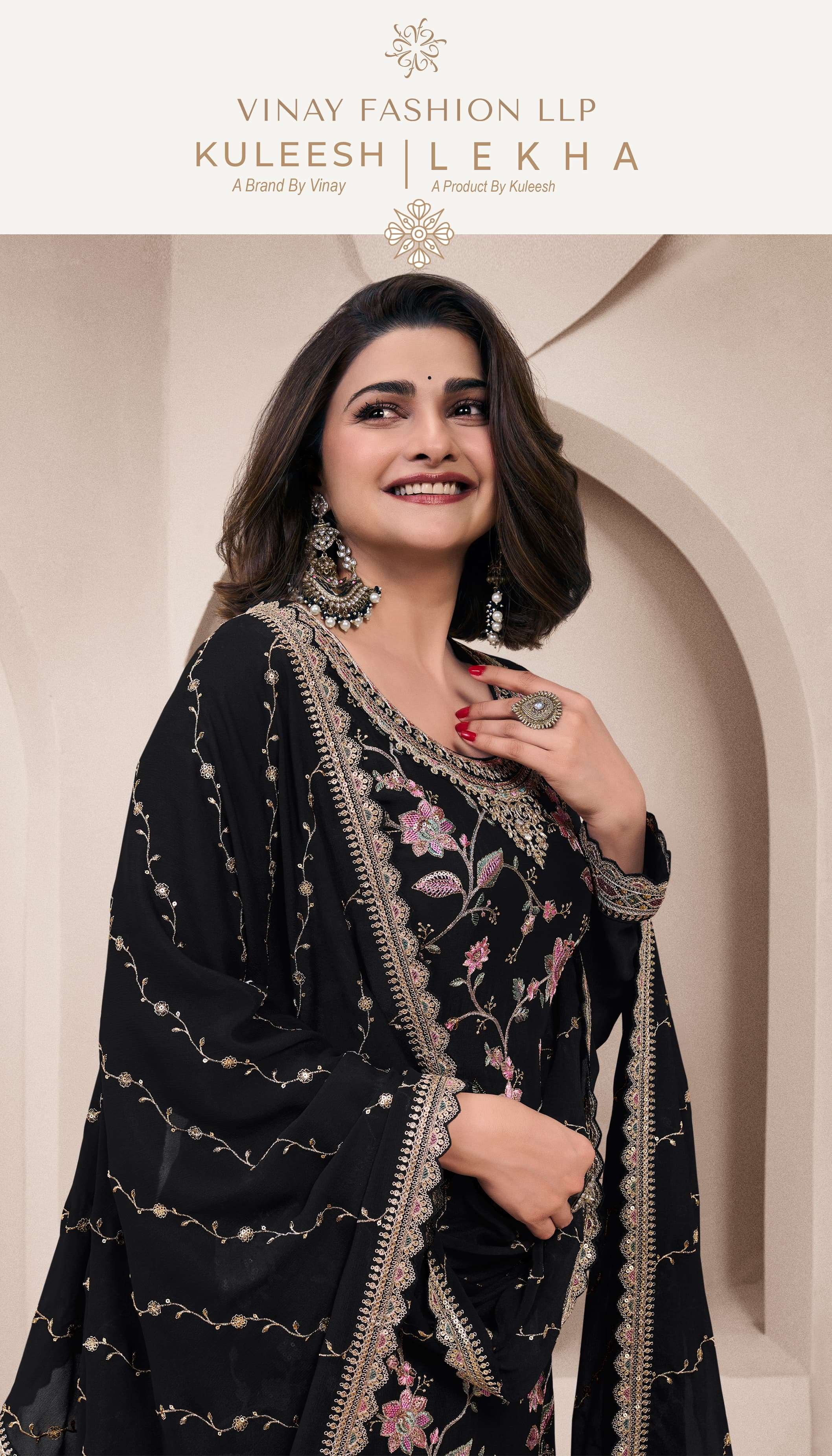 KULEESH LEKHA BY VINAY FASHION 73411 TO 73414 SERIES CHINON WORK DRESSES
