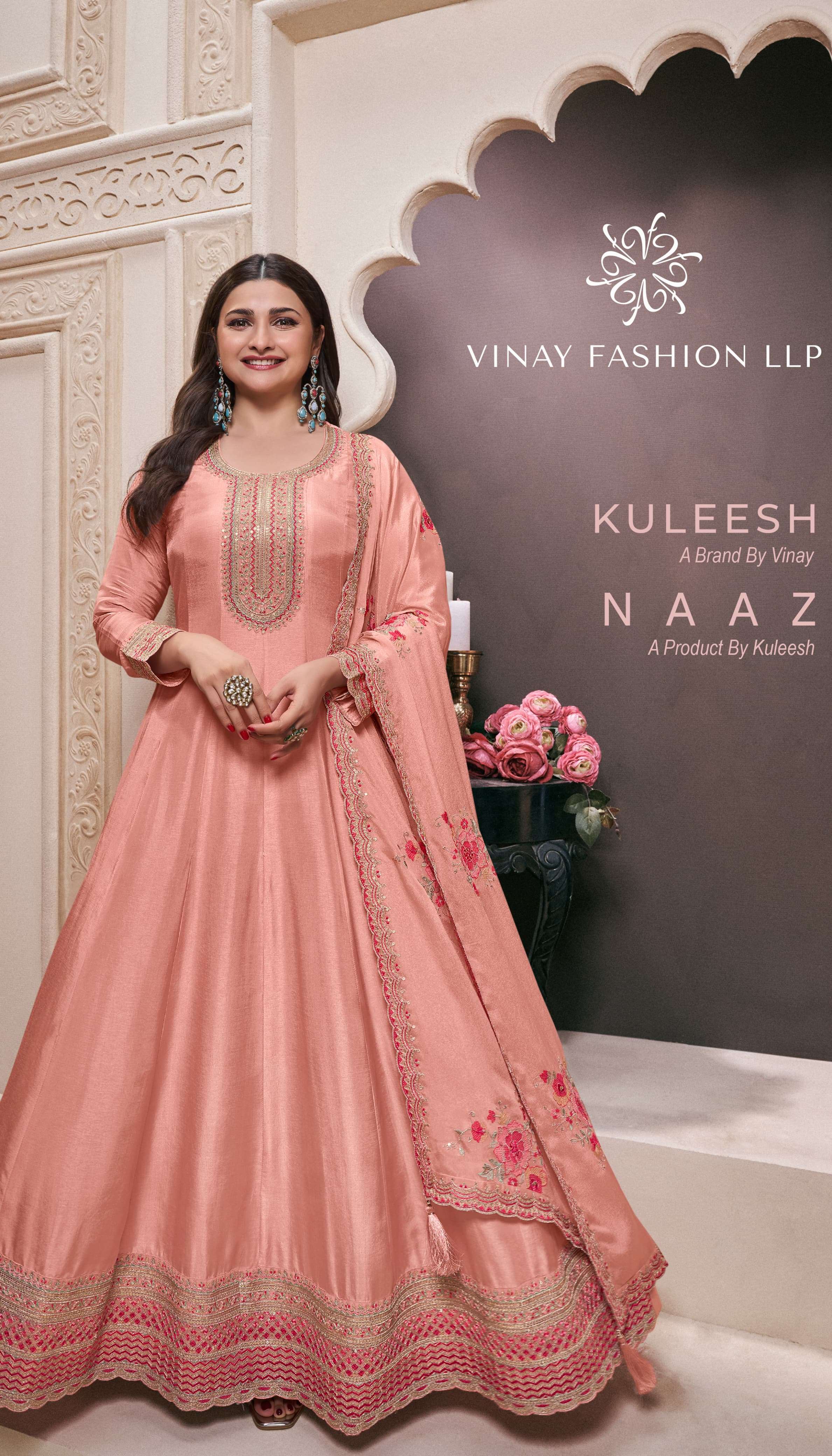KULEESH NAAZ BY VINAY FASHION 73051 TO 73054 SERIES MONGA SILK WORK DRESSES