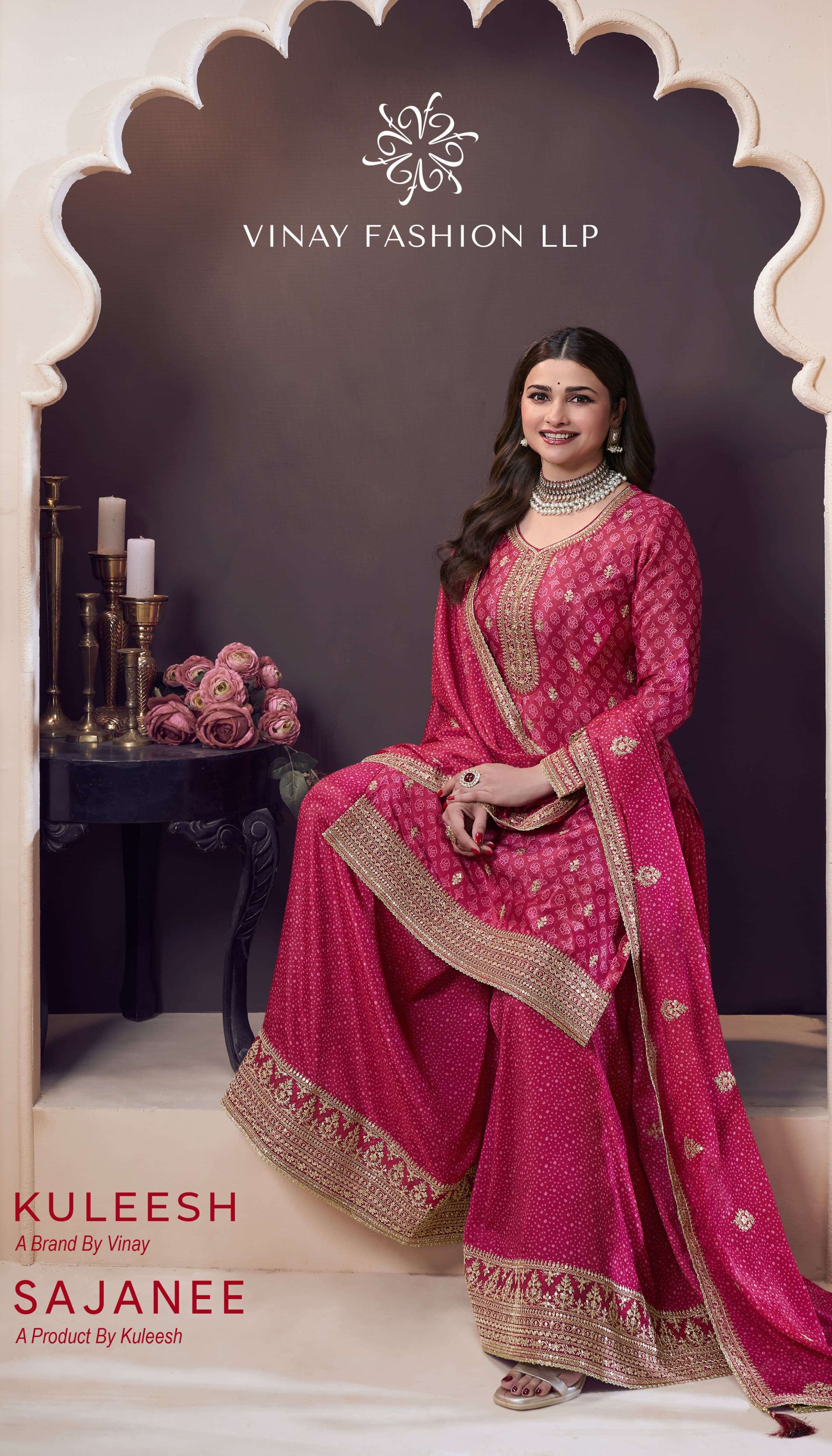 KULEESH SAJANEE BY VINAY FASHION 72601 TO 72604 CHINON PRINT WORK DRESSES