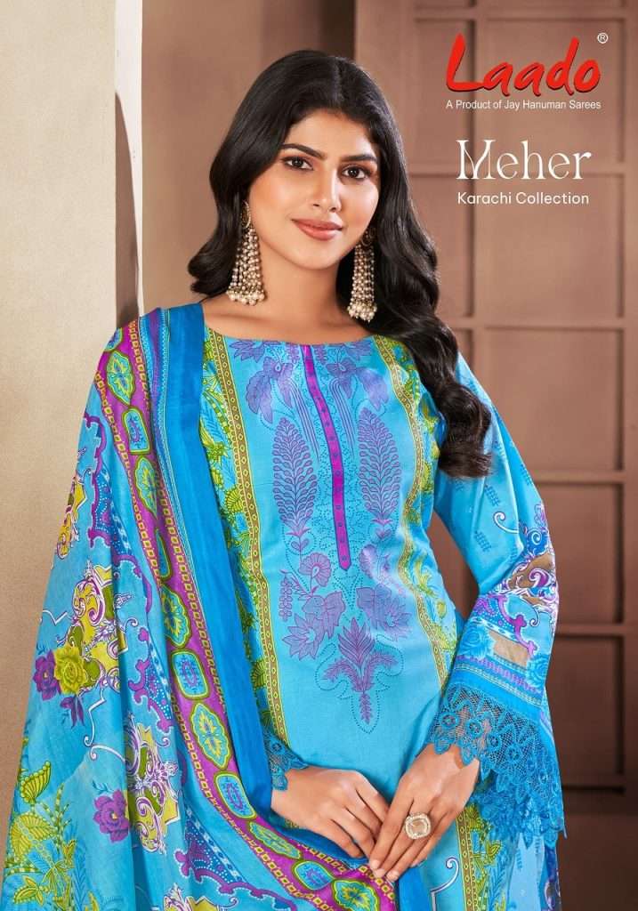 MEHER BY LAADO 1001 TO 1006 SERIES COTTON LAWN PRINT PAKISTANI DRESSES
