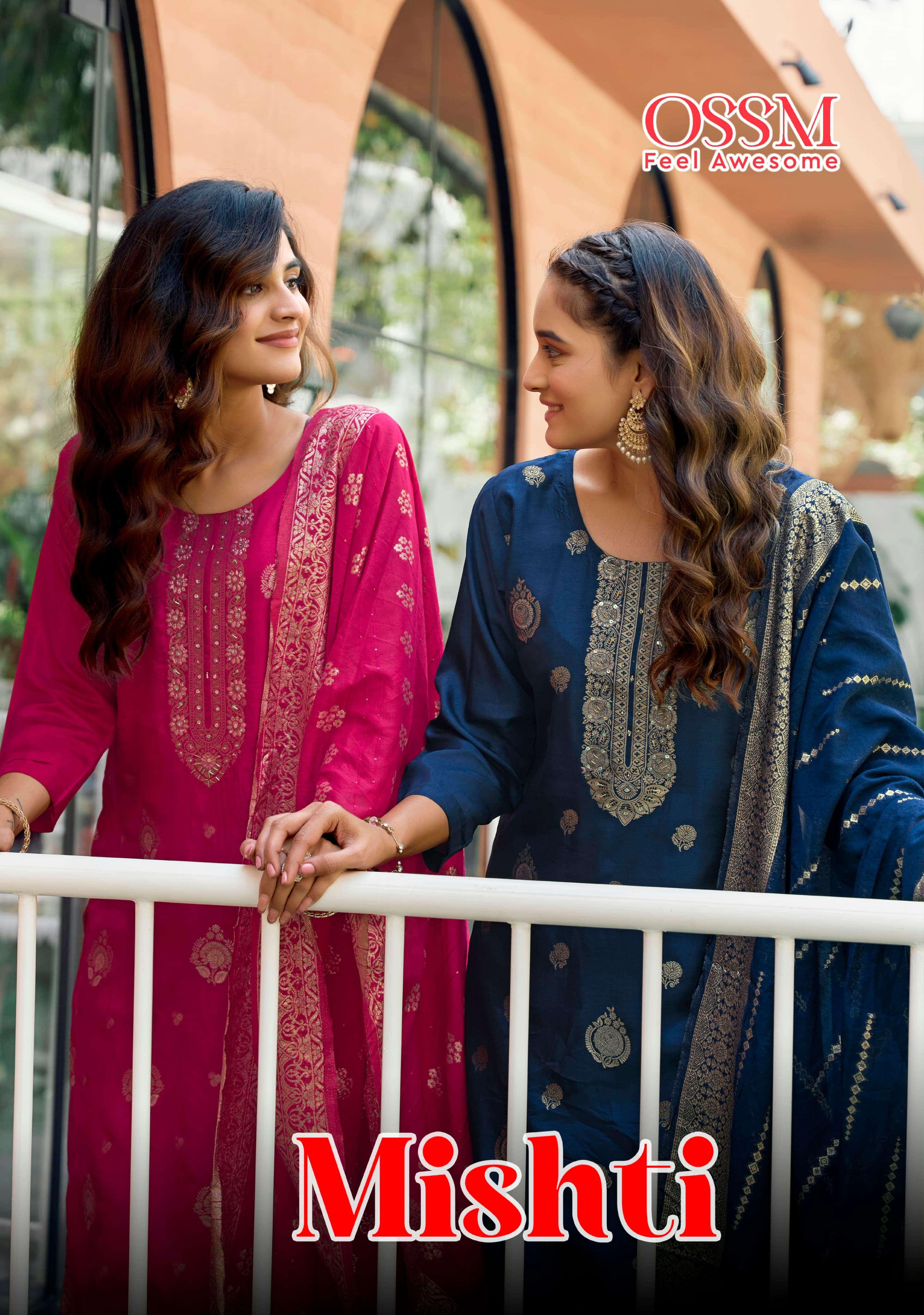 MISHTI BY OSSM 1001 TO 1006 SERIES VISCOSE DILA SILK WORK READYMADE DRESSES