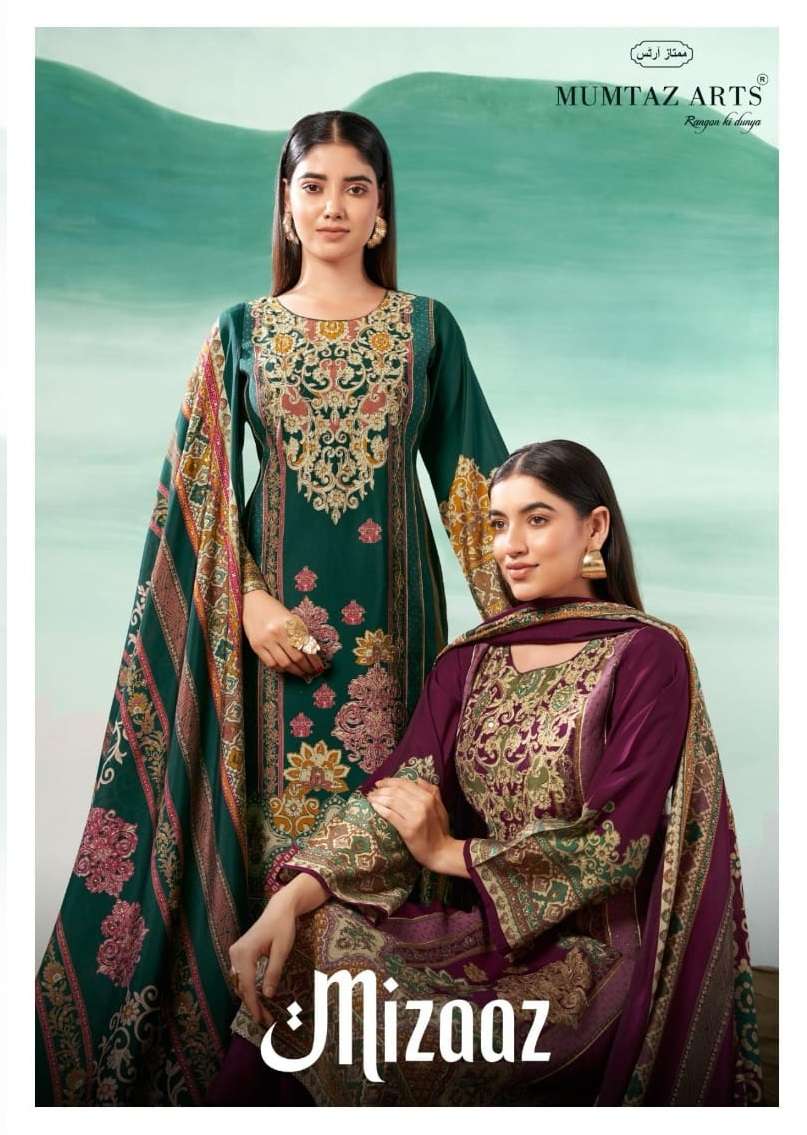 MIZAAZ BY MUMTAZ ARTS 9701 TO 9704 SERIES MUSLIN PRINT WORK DRESSES