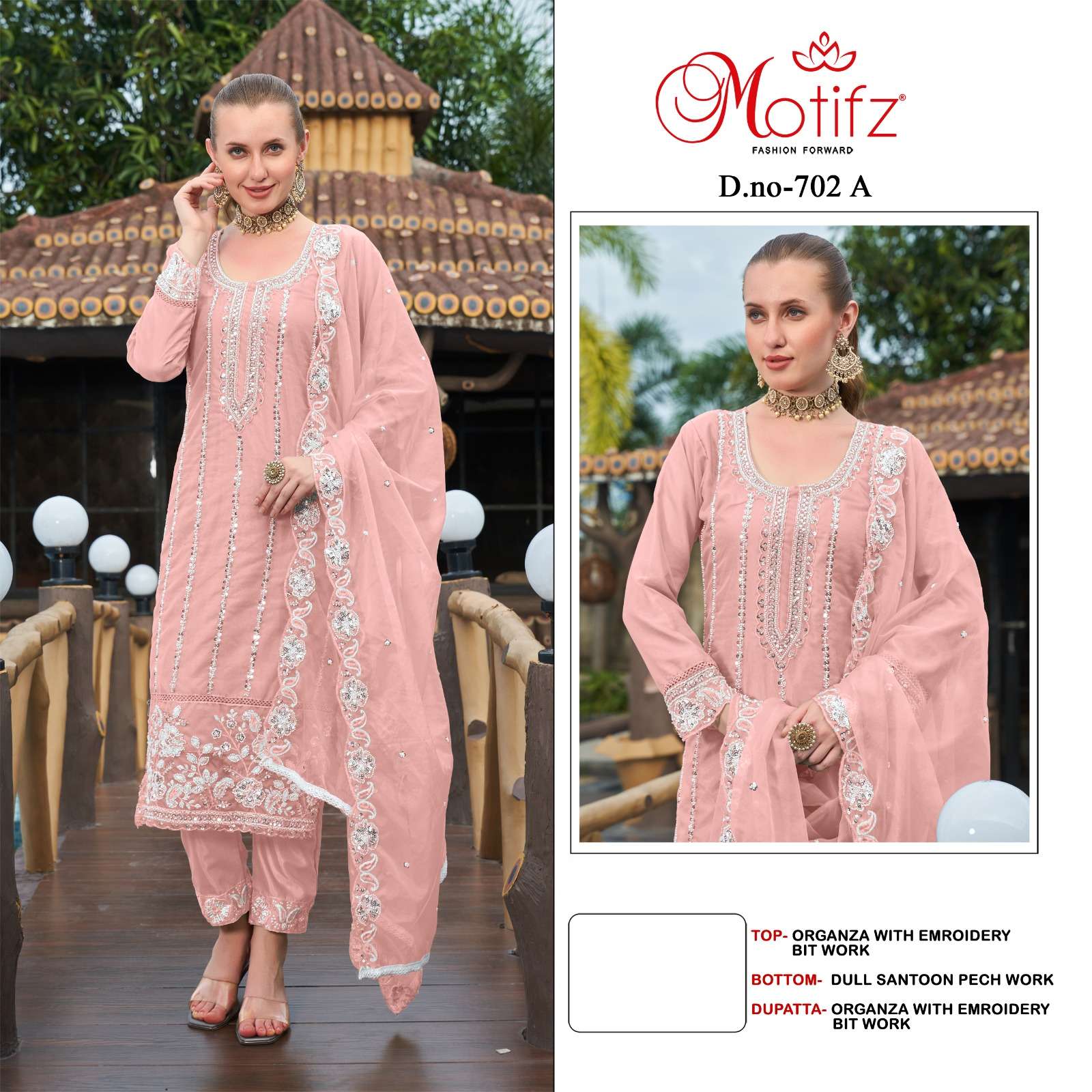 MOTIFZ 702-A TO 702-D SERIES BY MOTIFZ FASHION ORGANZA WORK DRESSES