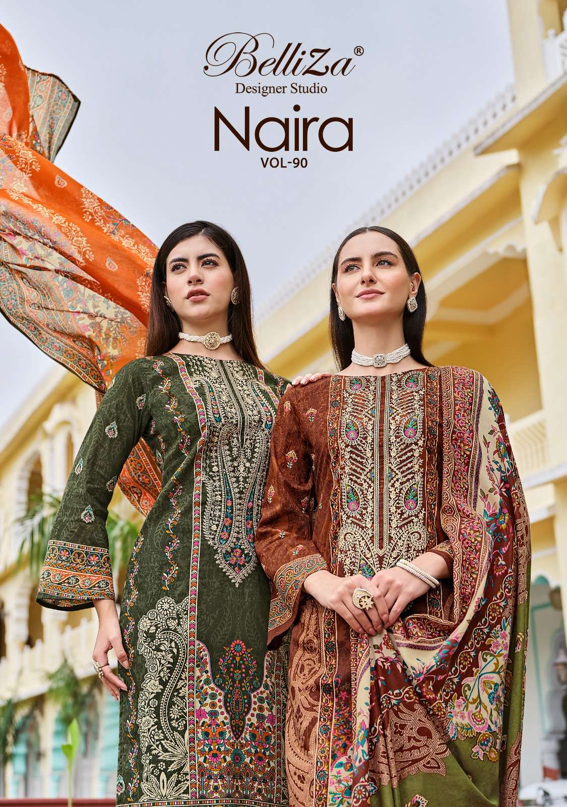 NAIRA VOL-90 BY BELLIZA 1027-001 TO 1027-008 SERIES COTTON PRINT WORK DRESSES