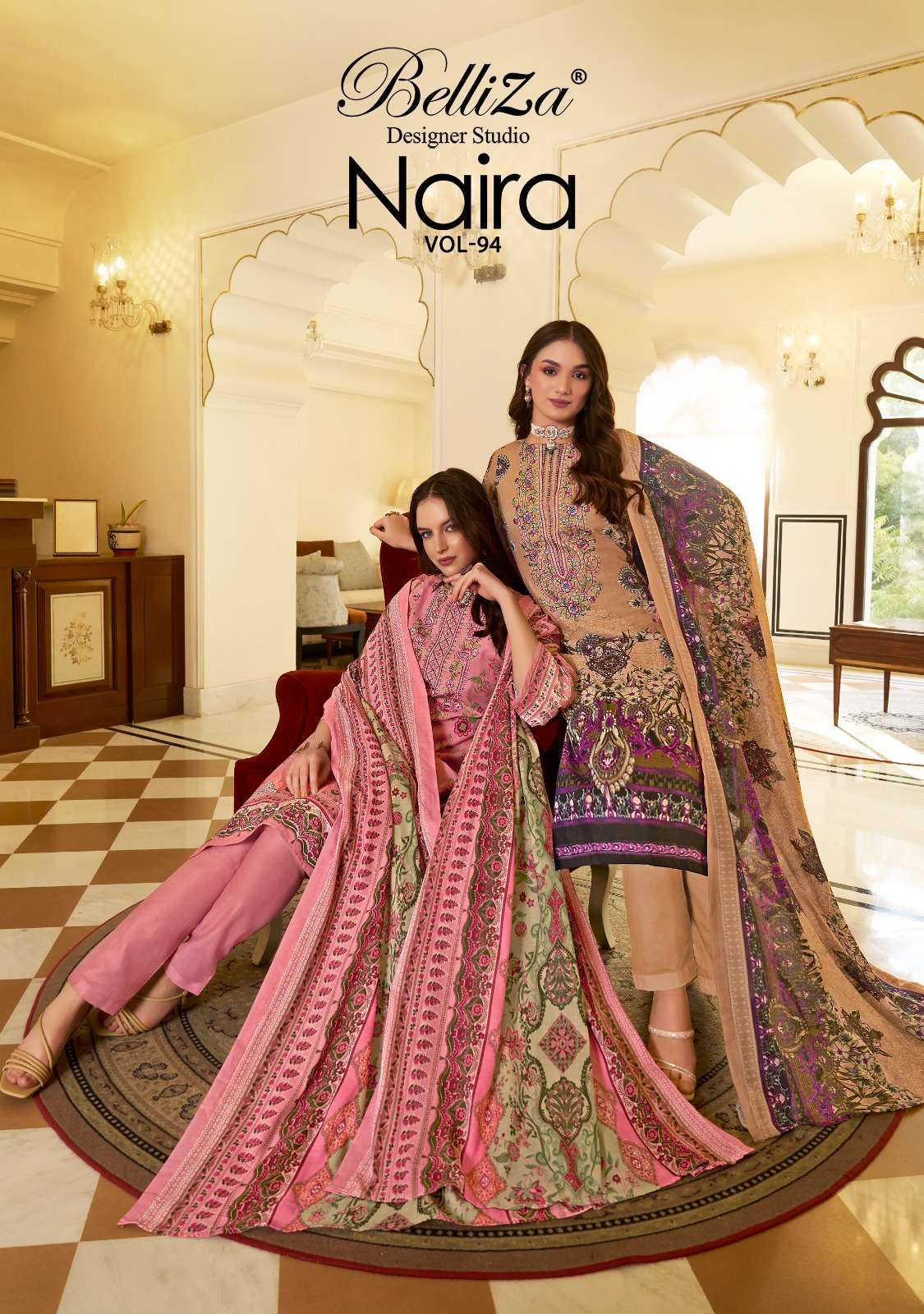 NAIRA VOL-94 BY BELLIZA 1046-001 TO 1046-008 SERIES COTTON PRINT WORK DRESSES