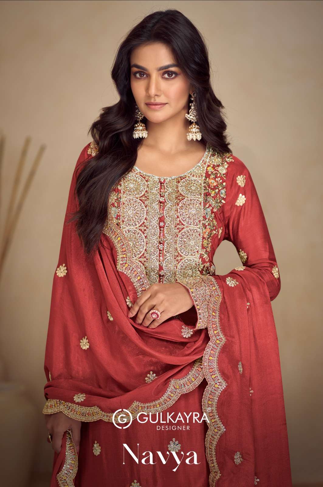 NAVYA BY GULKAYRA 7489-A TO 7489-D SERIES REAL CHINON WORK READYMADE DRESSES