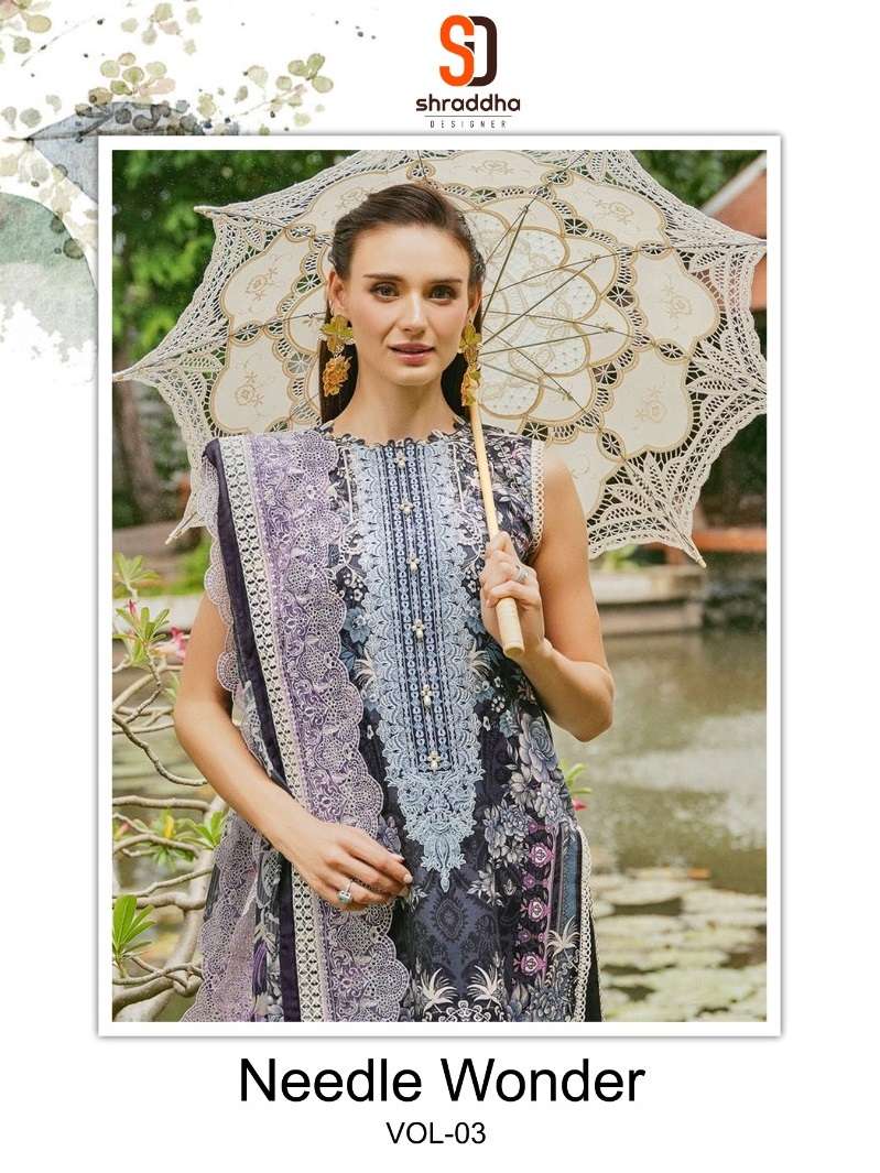 NEEDLE WONDER VOL-3 BY SHRADDHA DESIGNER COTTON EMBROIDERY WORK DRESSES
