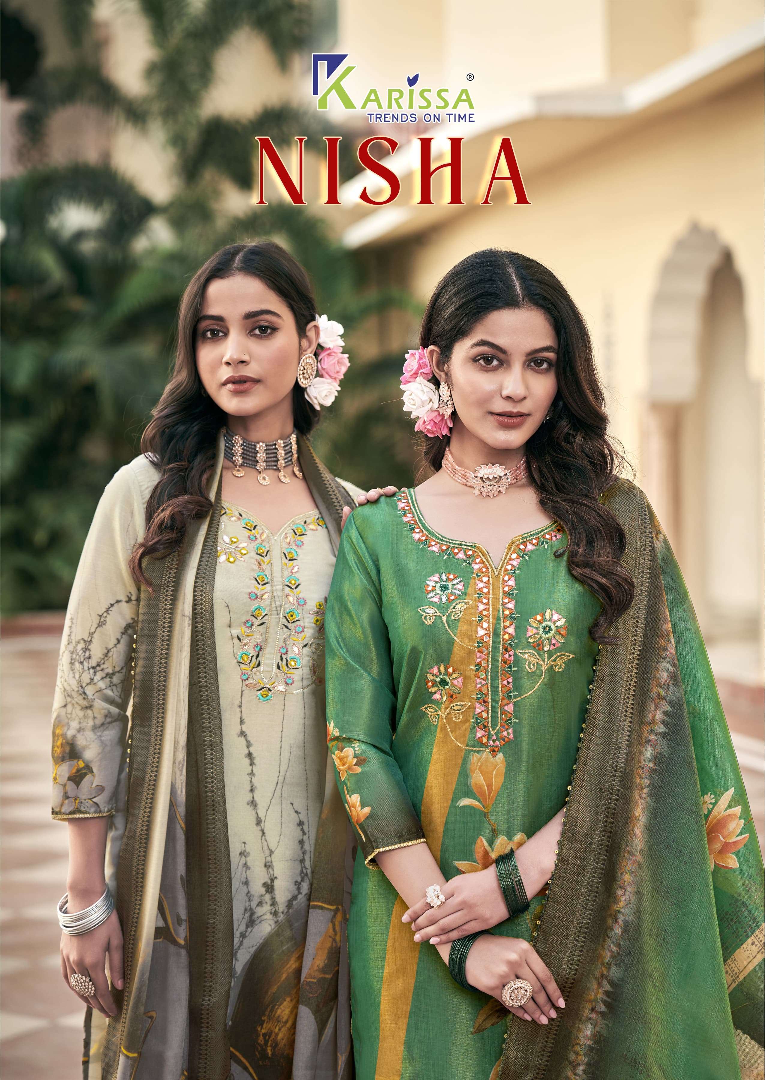 NISHA BY KARISSA 1001 TO 1004 SERIES VISCOSE WORK READYMADE DRESSES