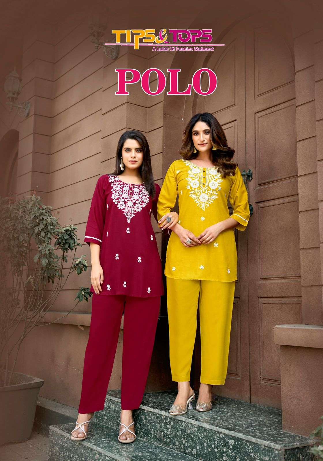 POLO BY TIPS & TOPS 1001 TO 1006 SERIES RAYON SLUB WORK CO-ORD SET