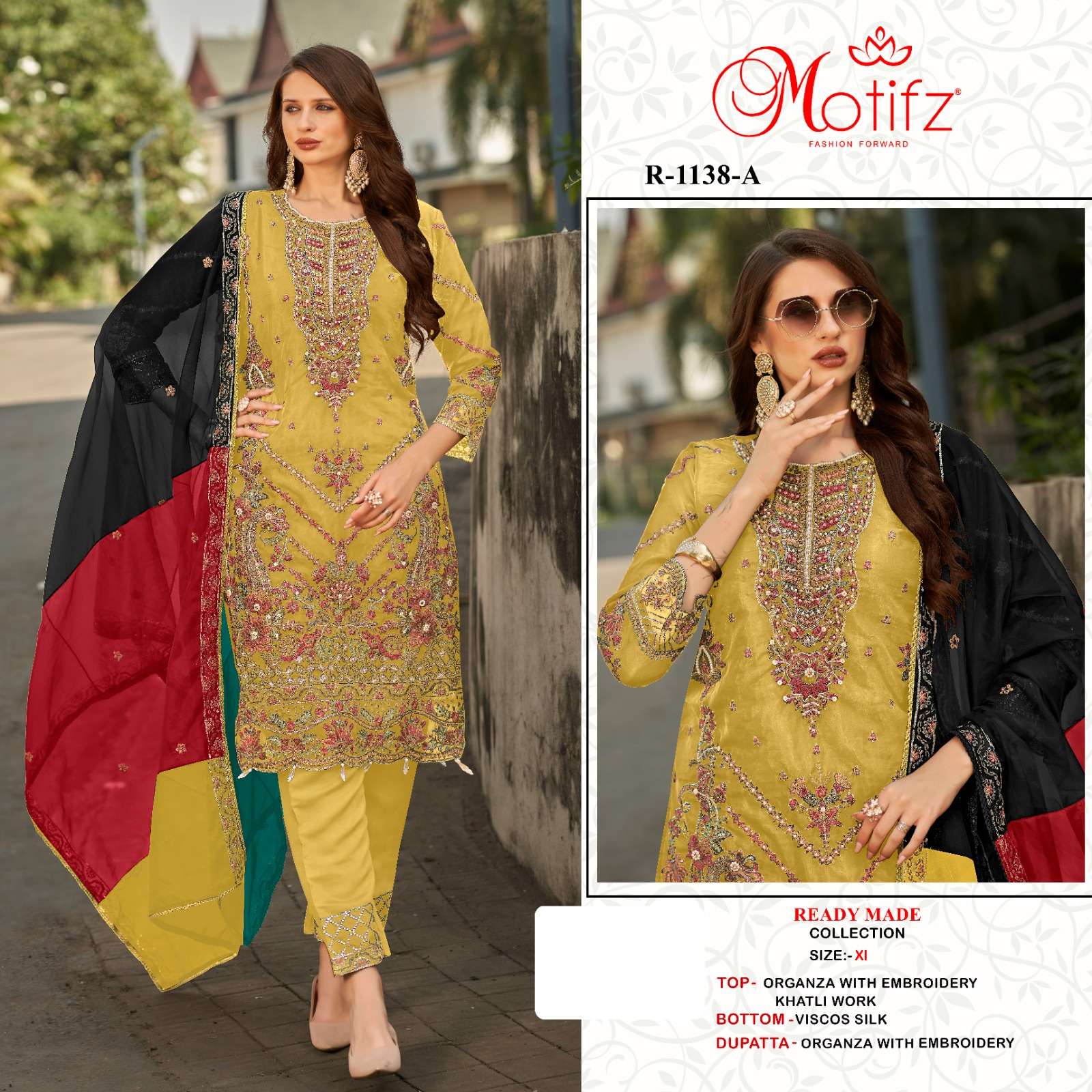 R-1138 COLOURS BY MOTIFZ FASHION ORGANZA WORK READYMADE PAKISTANI DRESSES