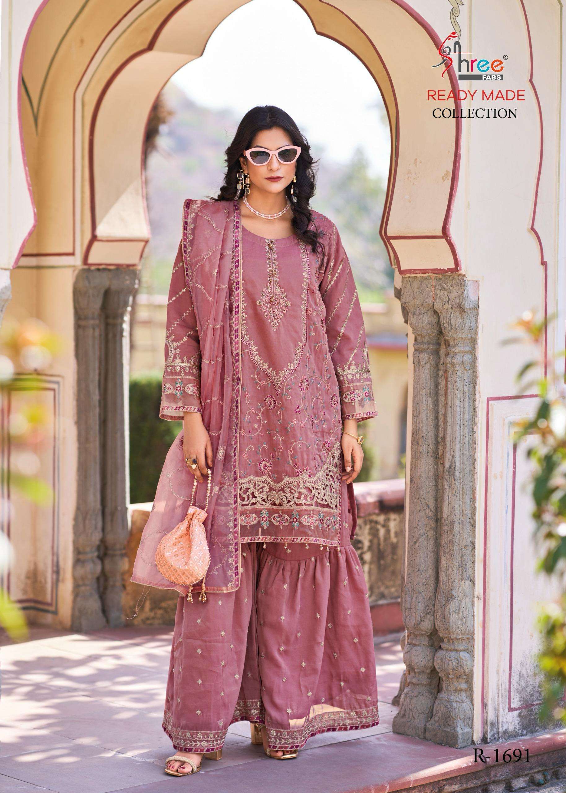 R-1691 COLOURS BY SHREE FABS 1691-A TO 1691-D SERIES VISCOSE WORK READYMADE DRESSES