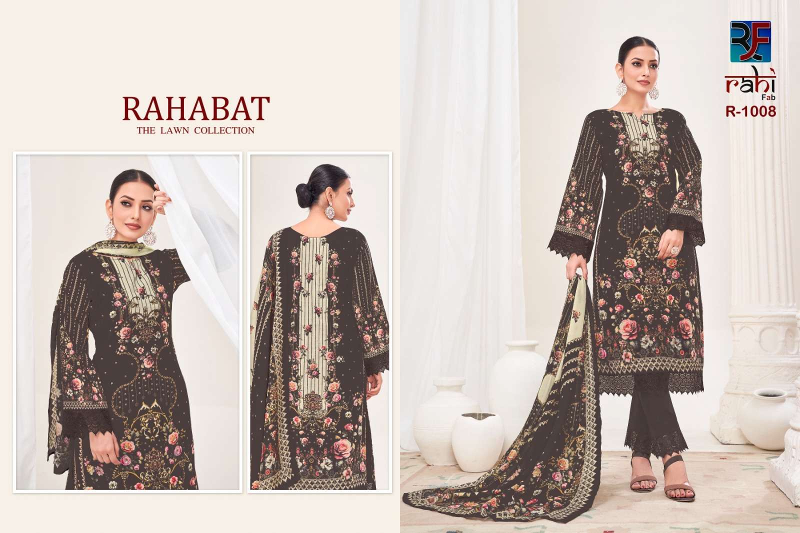 RAHI FAB RAHABAT BY AQSAWHOLESALE KARACHI GIZA LAWN PRINT DRESSES