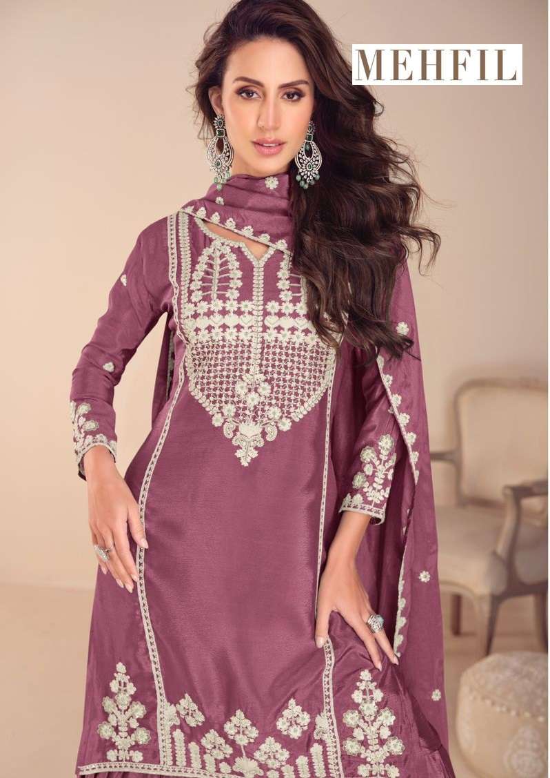 RASALIKA MEHFIL BY AQSAWHOLESALE CHINON SILK WORK READYMADE DRESSES