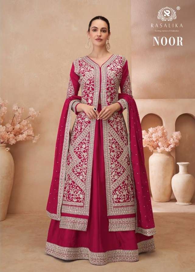 RASALIKA NOOR BY AQSAWHOLESALE CHINON SILK WORK READYMADE DRESSES