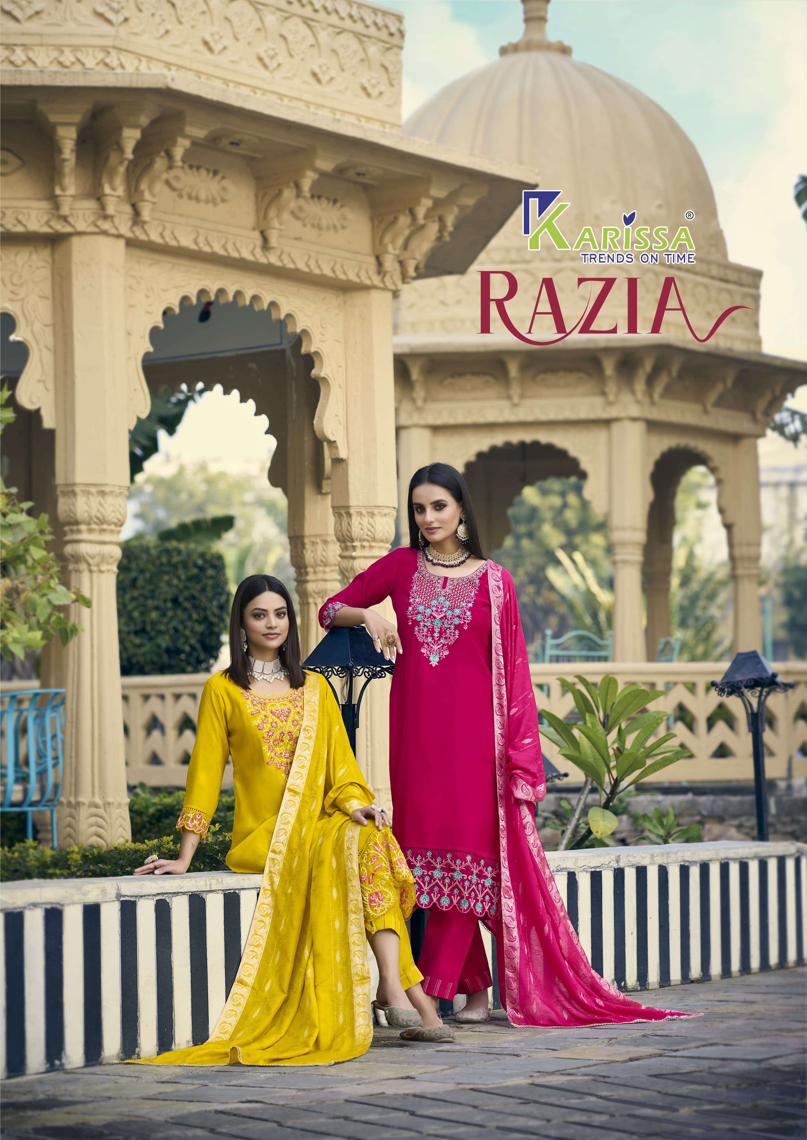 RAZIA BY KARISSA 1001 TO 1004 SERIES VISCOSE SILK WORK READYMADE DRESSES