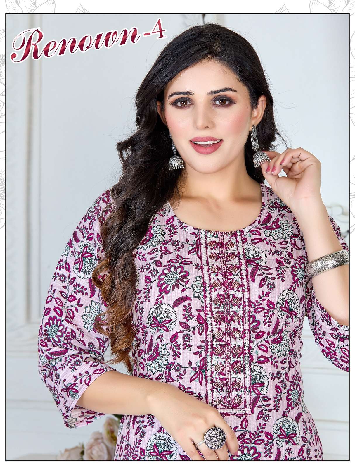 RENOWN VOL-4 BY AQSAWHOLESALE HEAVY POPCORN PRINT WORK KURTIS