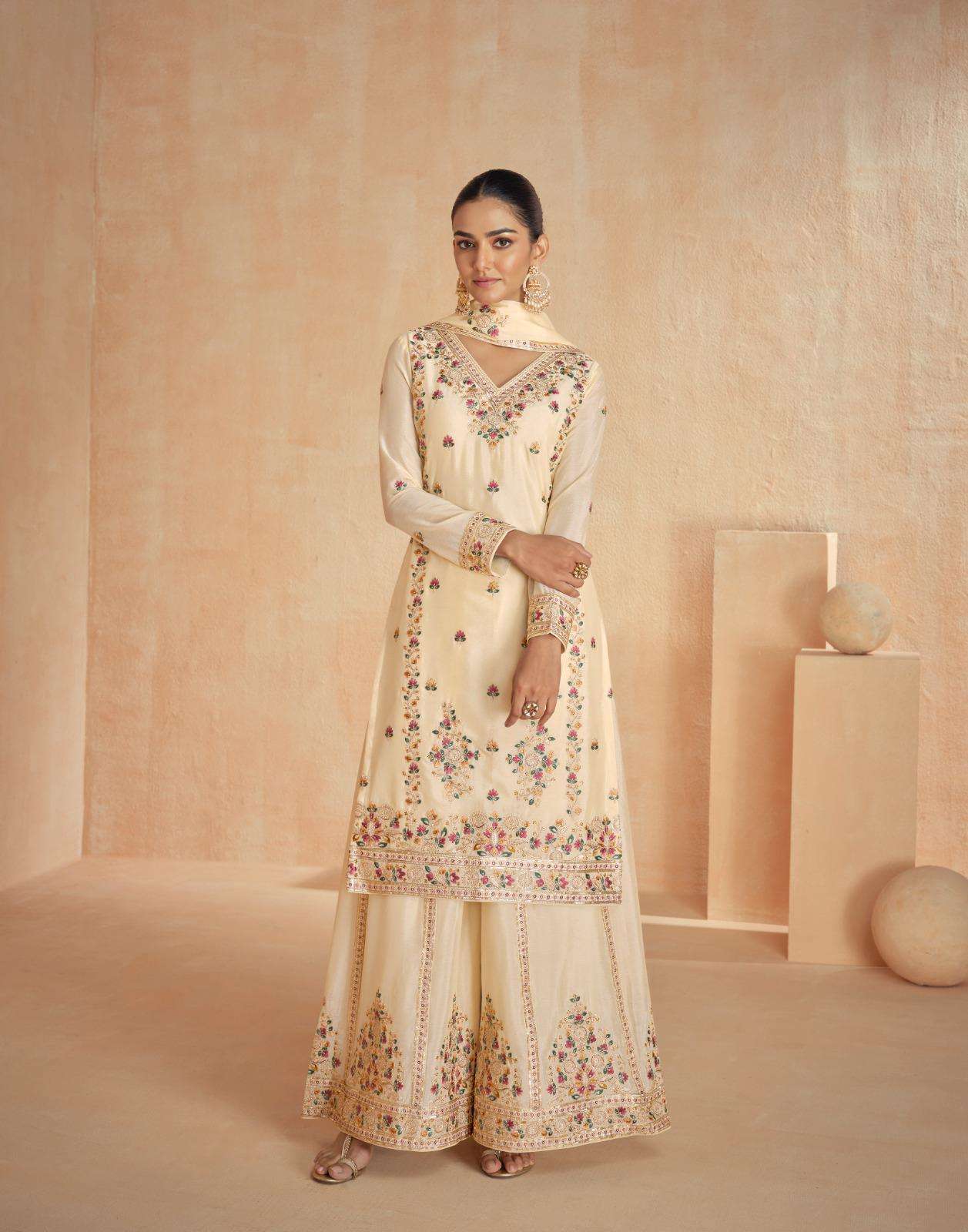 RINAAZ BY AASHIRWAD CREATION 10121 TO 10123 SERIES CHINON SILK WORK READYMADE DRESSES
