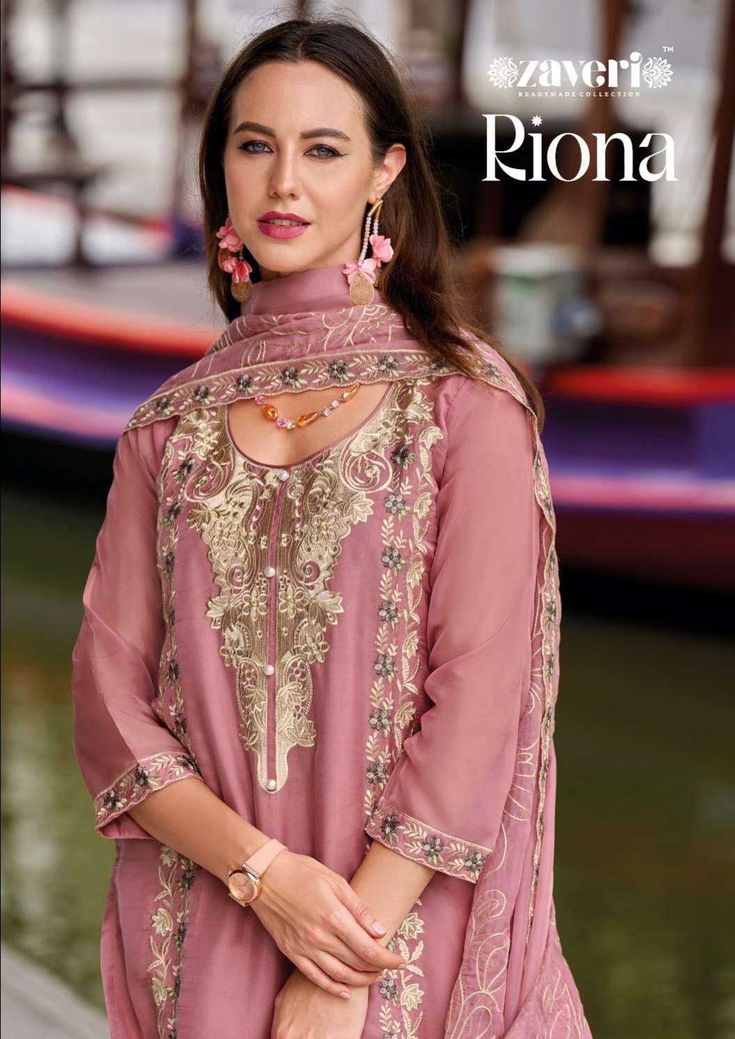 RIONA BY ZAVERI 1390 & 1391 SERIES BLOOMING ORGANZA WORK READYMADE DRESSES