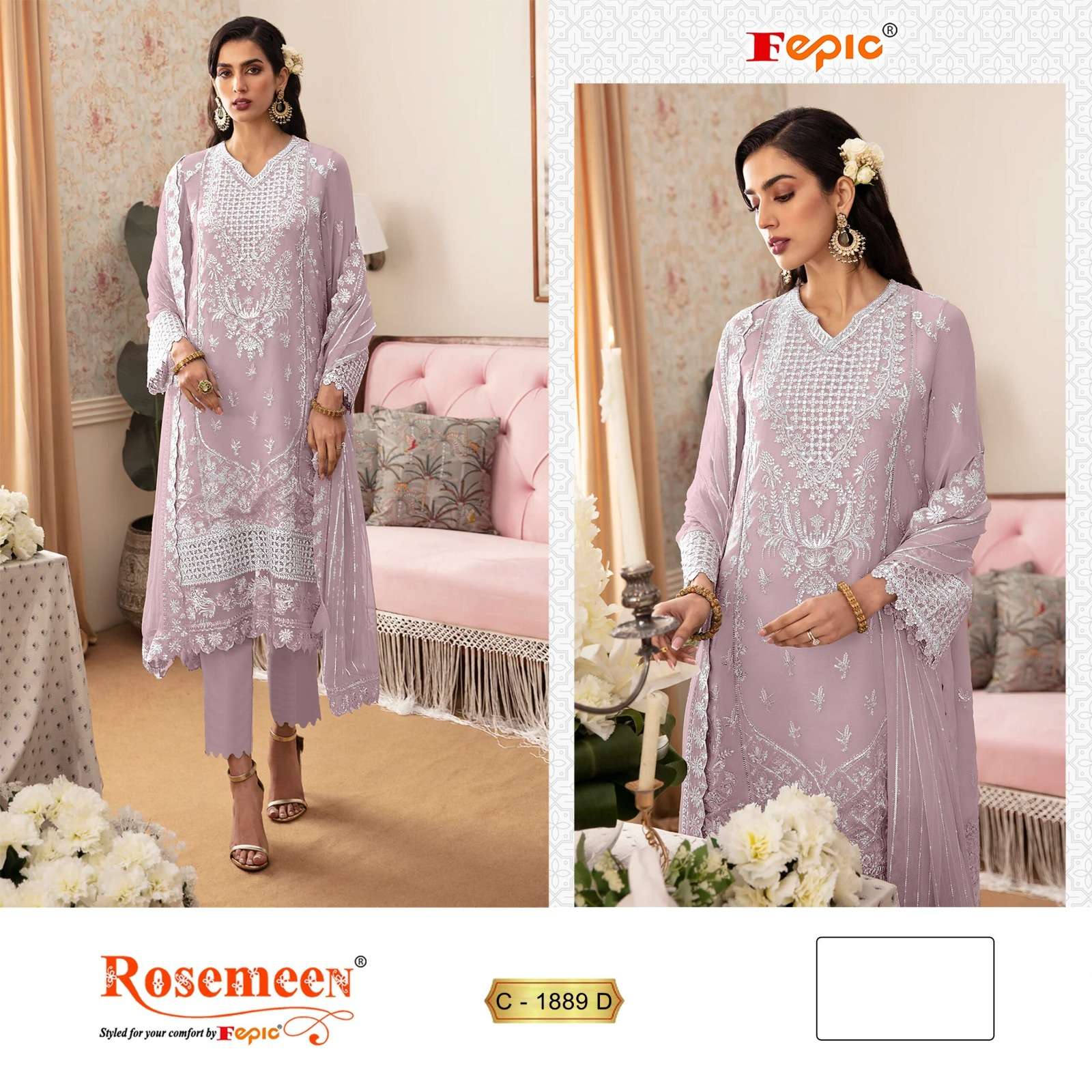 ROSEMEEN 1889-D TO 1889-G SERIES BY FEPIC GEORGETTE WORK PAKISTANI DRESSES