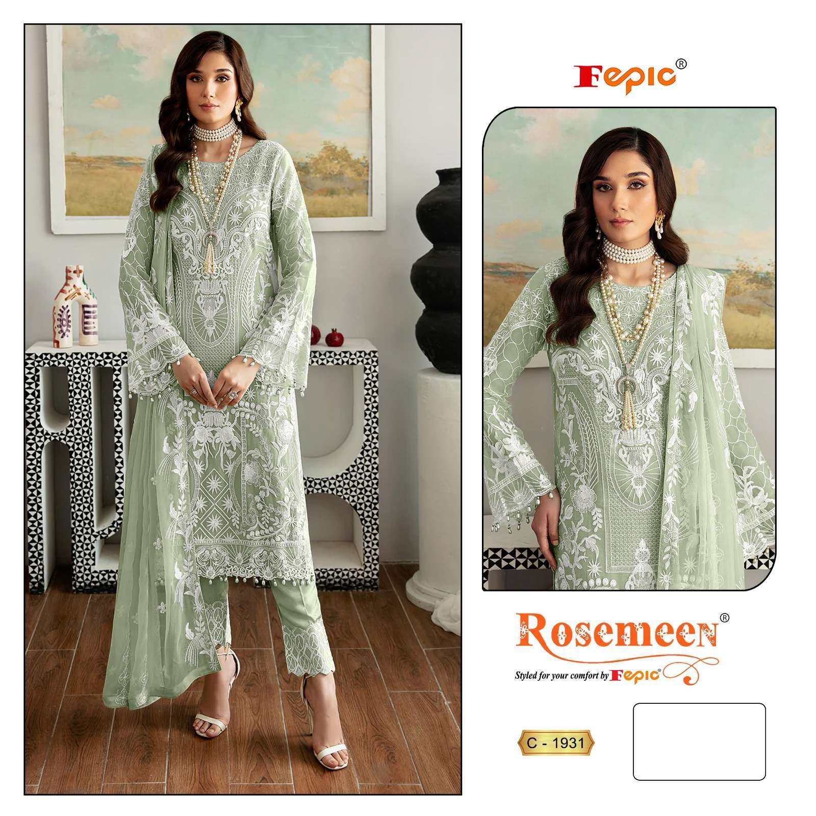 ROSEMEEN 1931-A TO 1931-C SERIES BY FEPIC GEORGETTE WORK PAKISTANI DRESSES