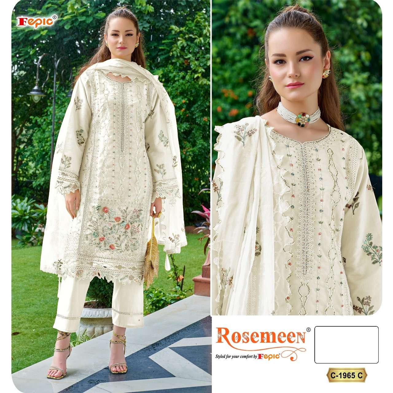 ROSEMEEN 1965-A TO 1965-C SERIES BY FEPIC ORGANZA WORK PAKISTANI DRESSES