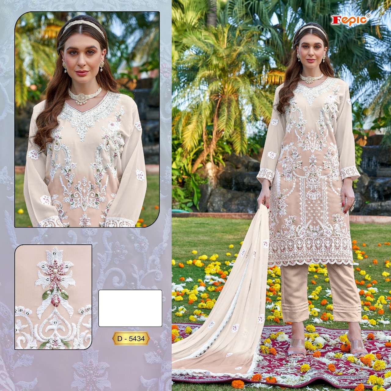 ROSEMEEN 5434-A TO 5434-C SERIES BY FEPIC ORGANZA WORK PAKISTANI DRESSES