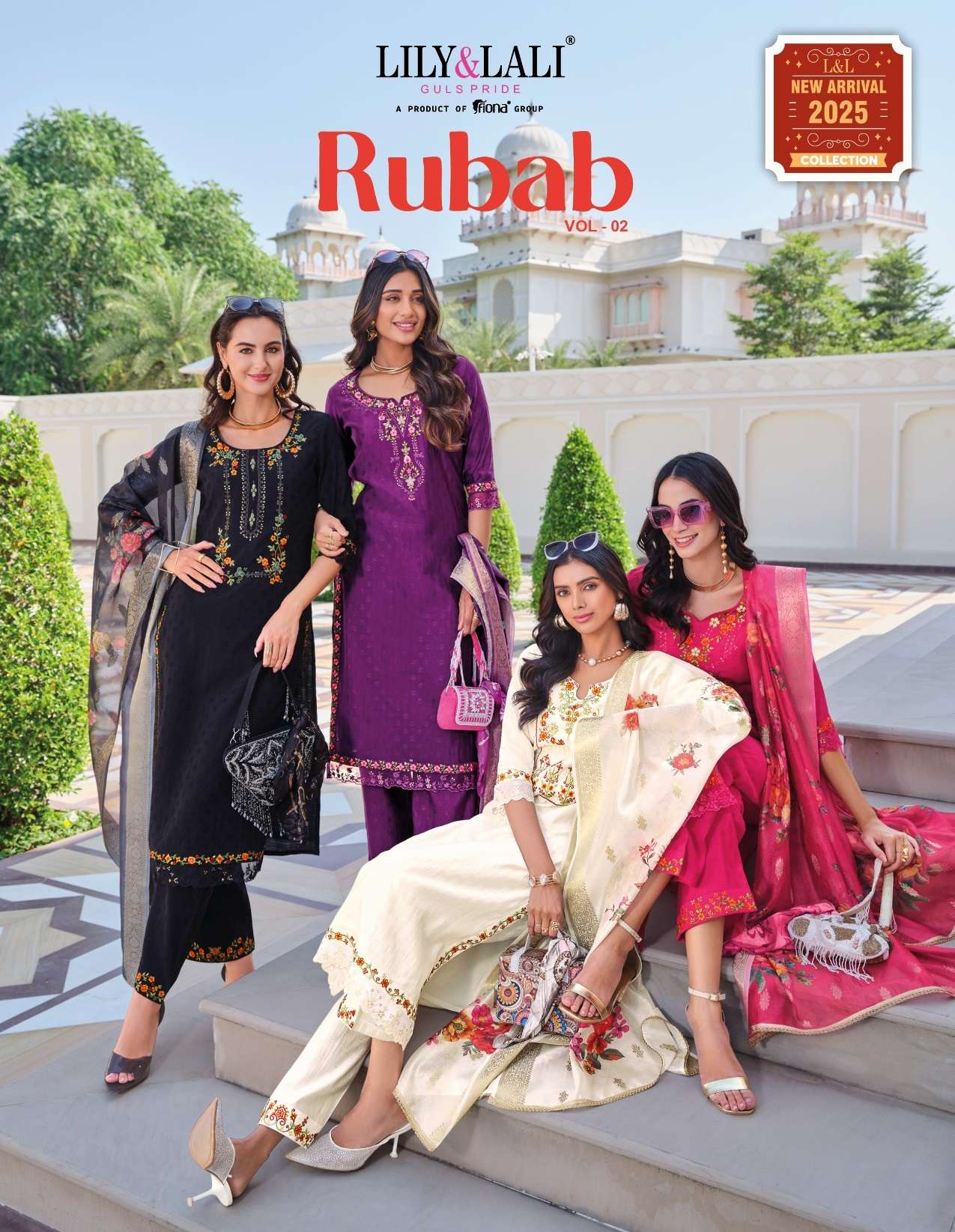 RUBAB VOL-2 BY LILY&LALI 24201 TO 24206 SERIES VISCOSE SILK WORK READYMADE DRESSES
