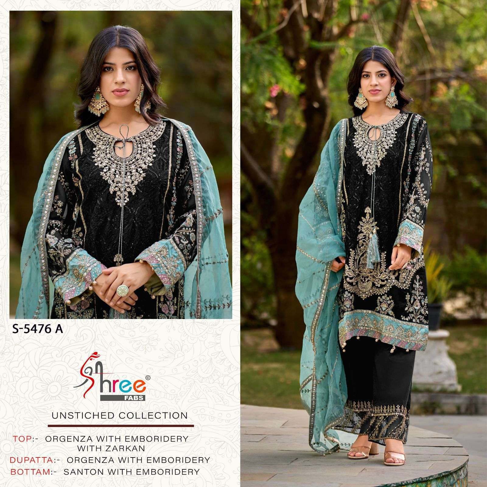S-5476 COLOURS BY SHREE FABS ORGANZA EMBROIDERY WORK PAKISTANI DRESSES