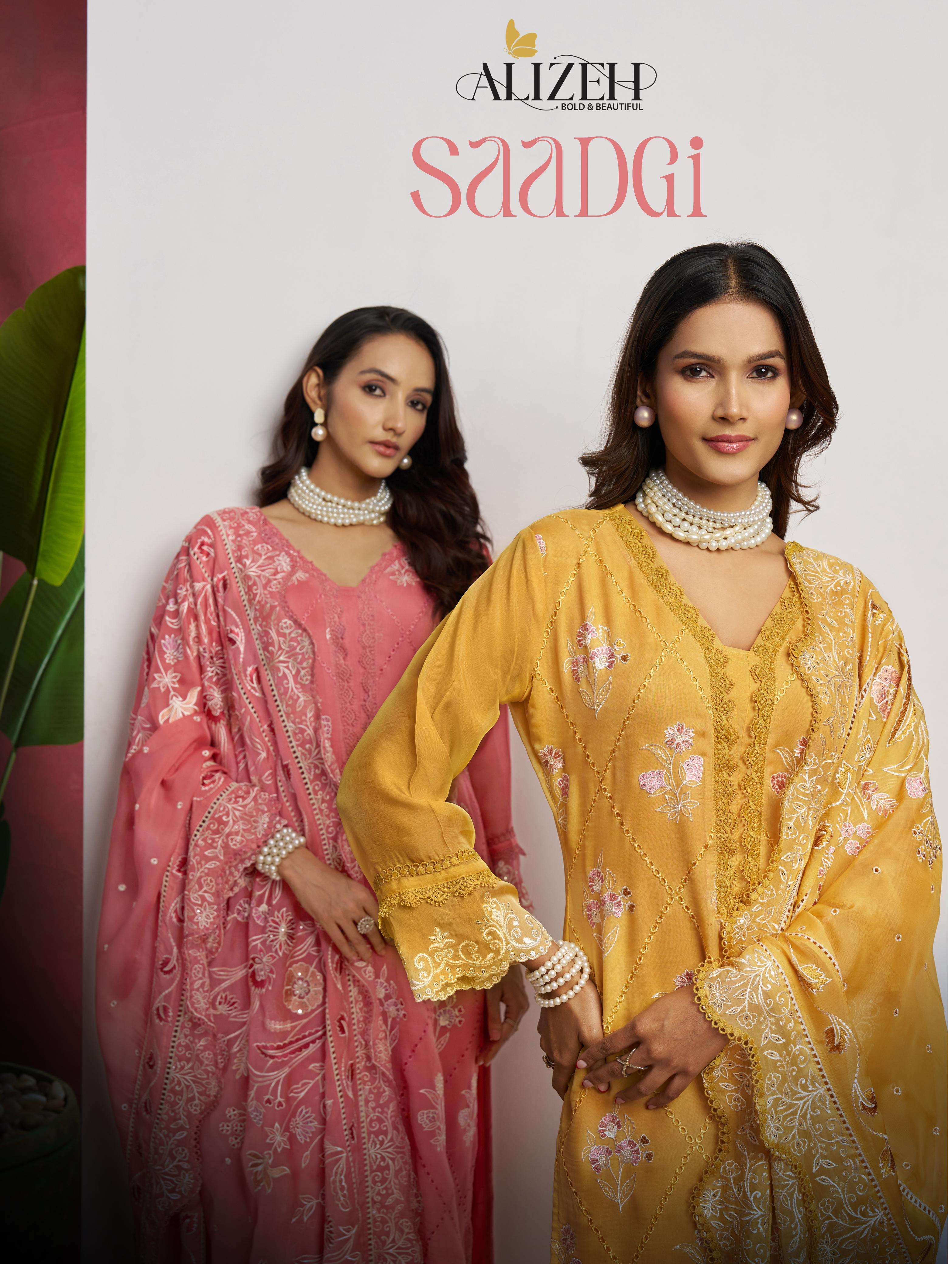 SAADGI BY ALIZEH 7009 TO 7012 SERIES PURE ORGANZA WORK DRESSES