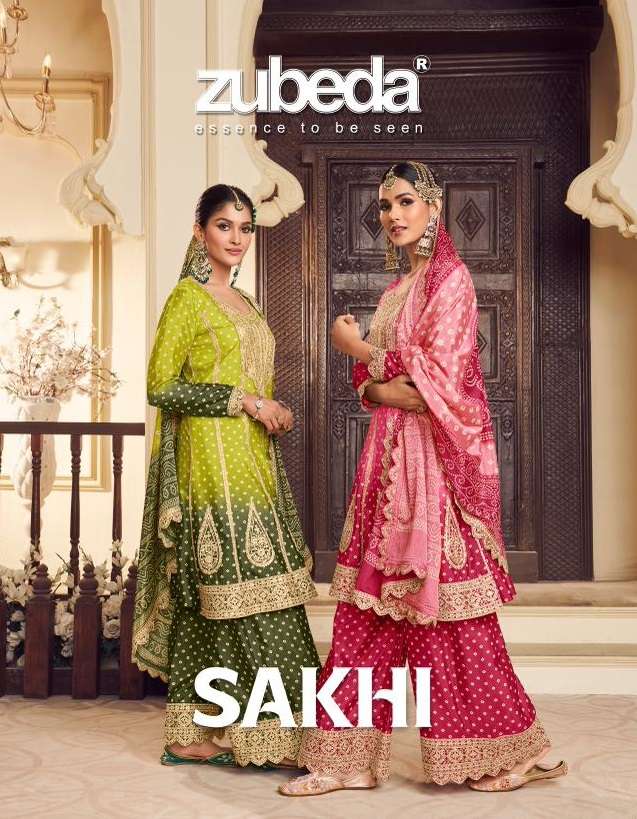 SAKHI BY ZUBEDA 722 TO 724 SERIES CHINON SILK PRINT WORK READYMADE DRESSES
